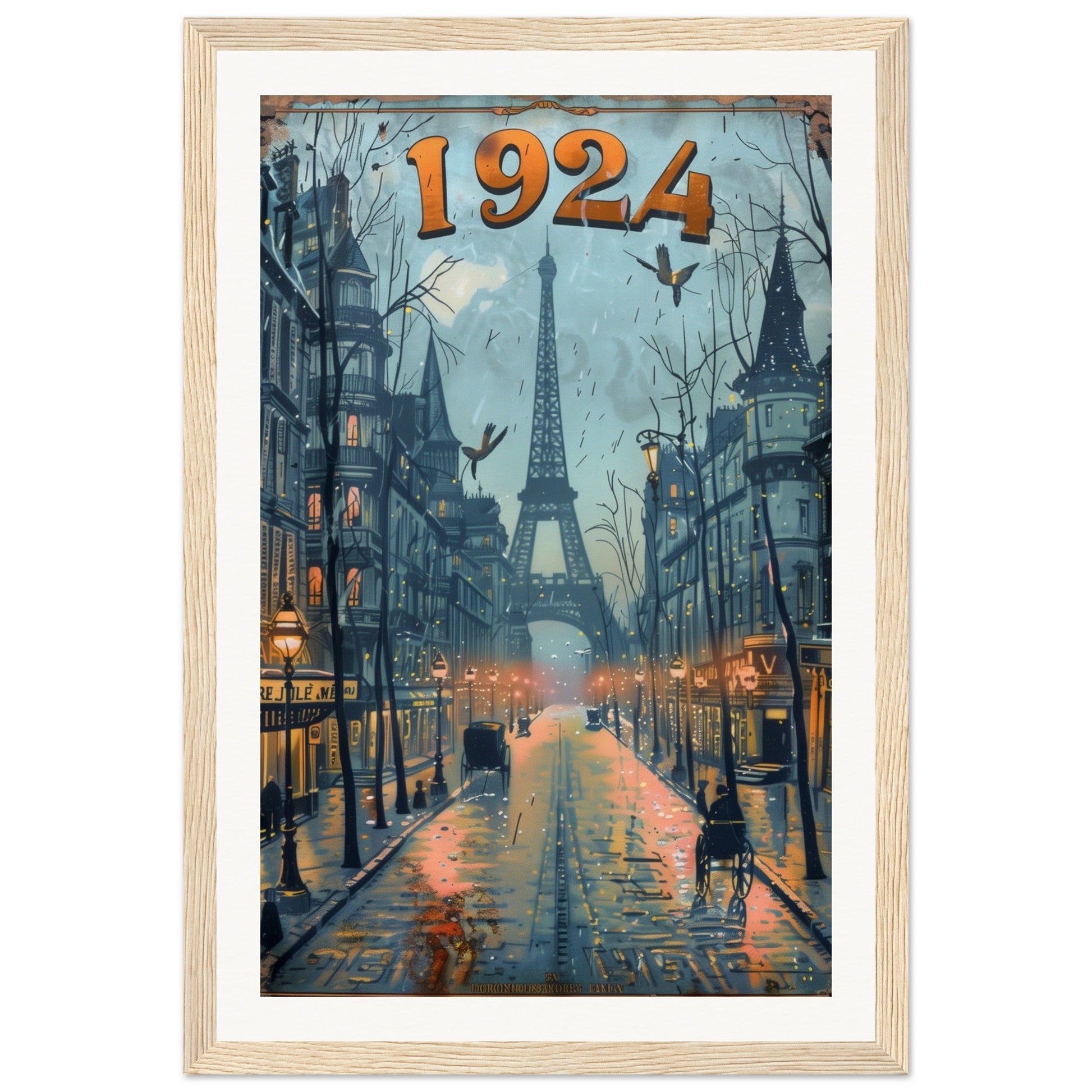 Affiche Paris 1924 ( 30x45-cm-Bois-clair)