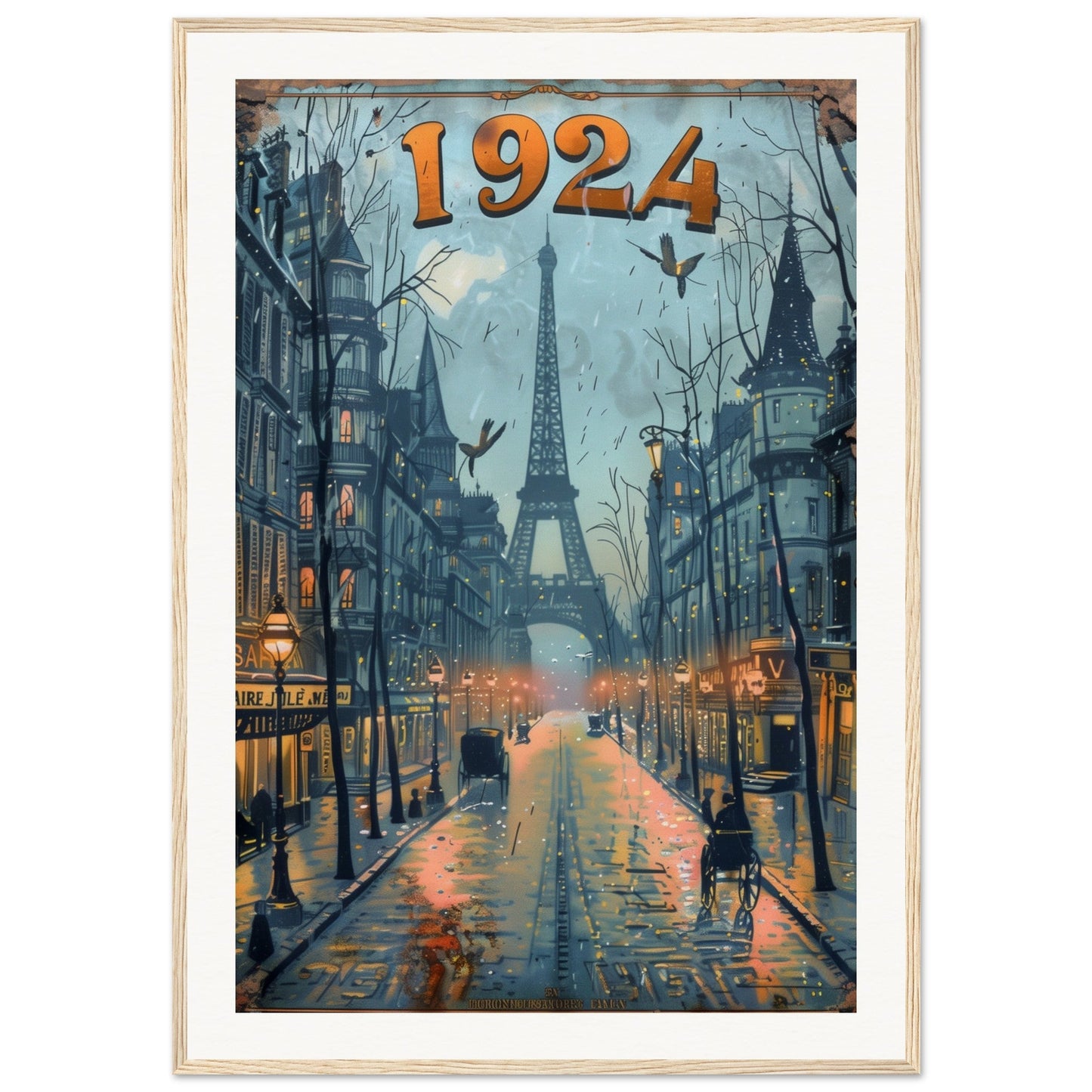 Affiche Paris 1924 ( 70x100-cm-Bois-clair)