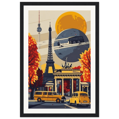 Affiche Paris Berlin ( 30x45-cm-Bois-noir)