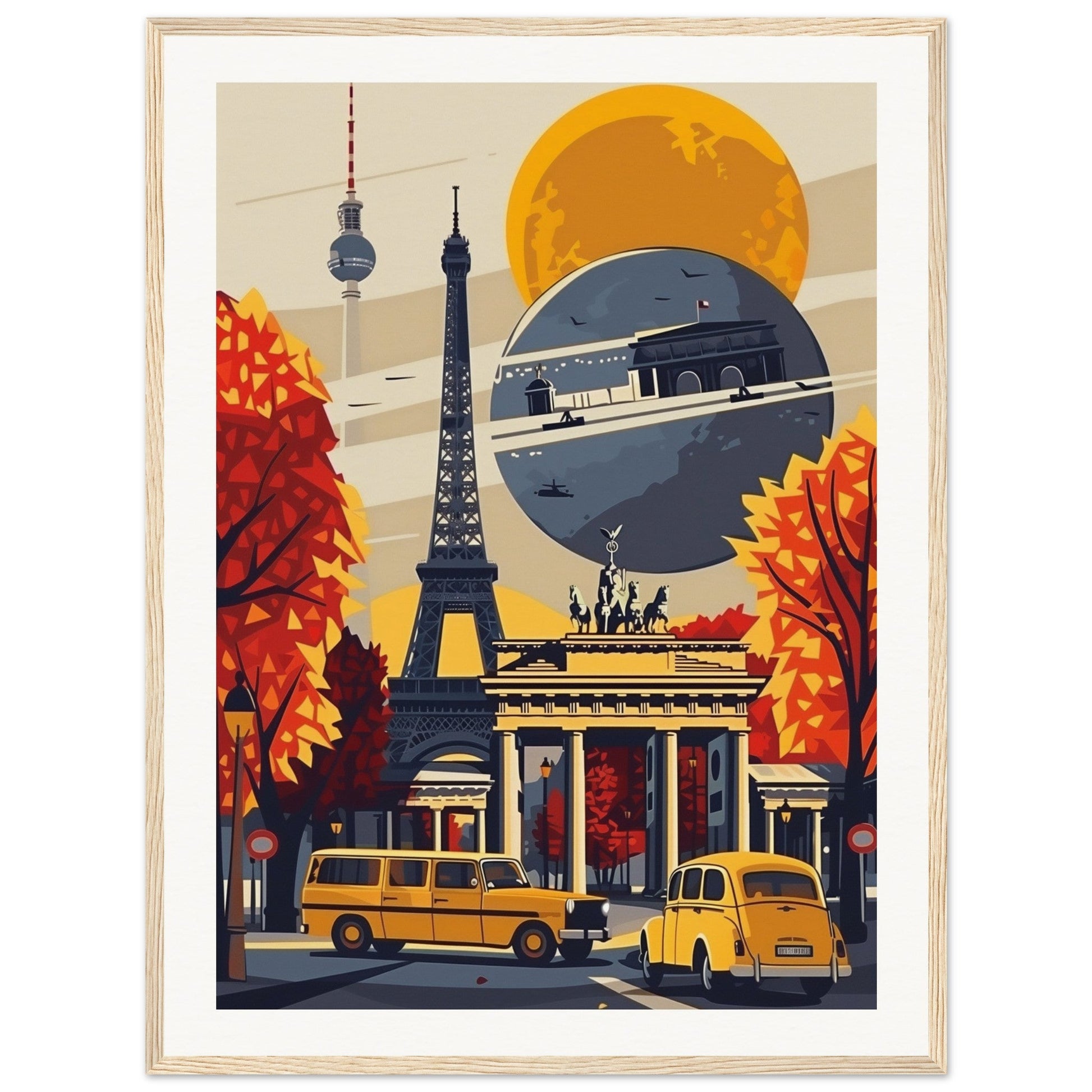 Affiche Paris Berlin ( 60x80-cm-Bois-clair)