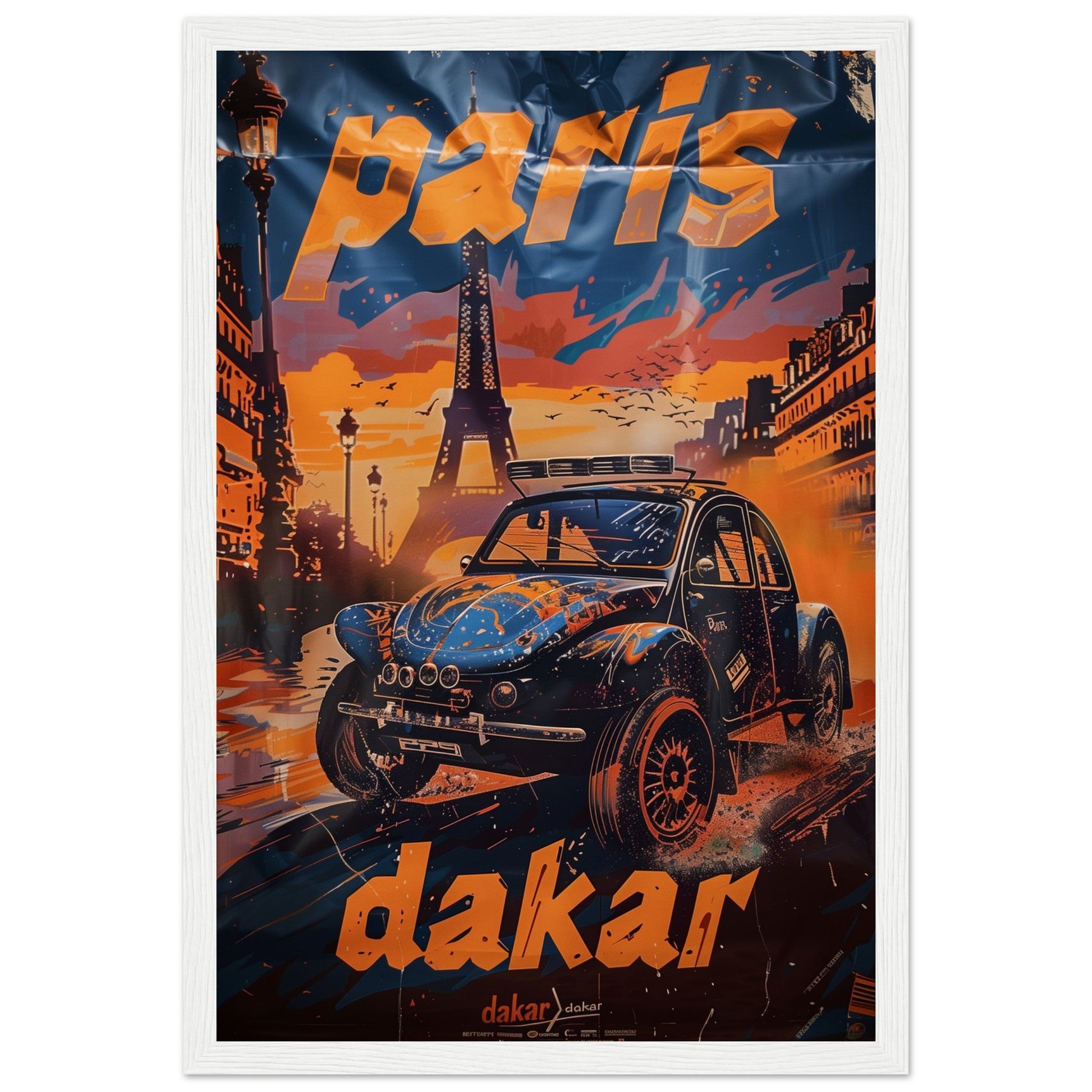 Affiche Paris Dakar ( 30x45-cm-Bois-blanc)