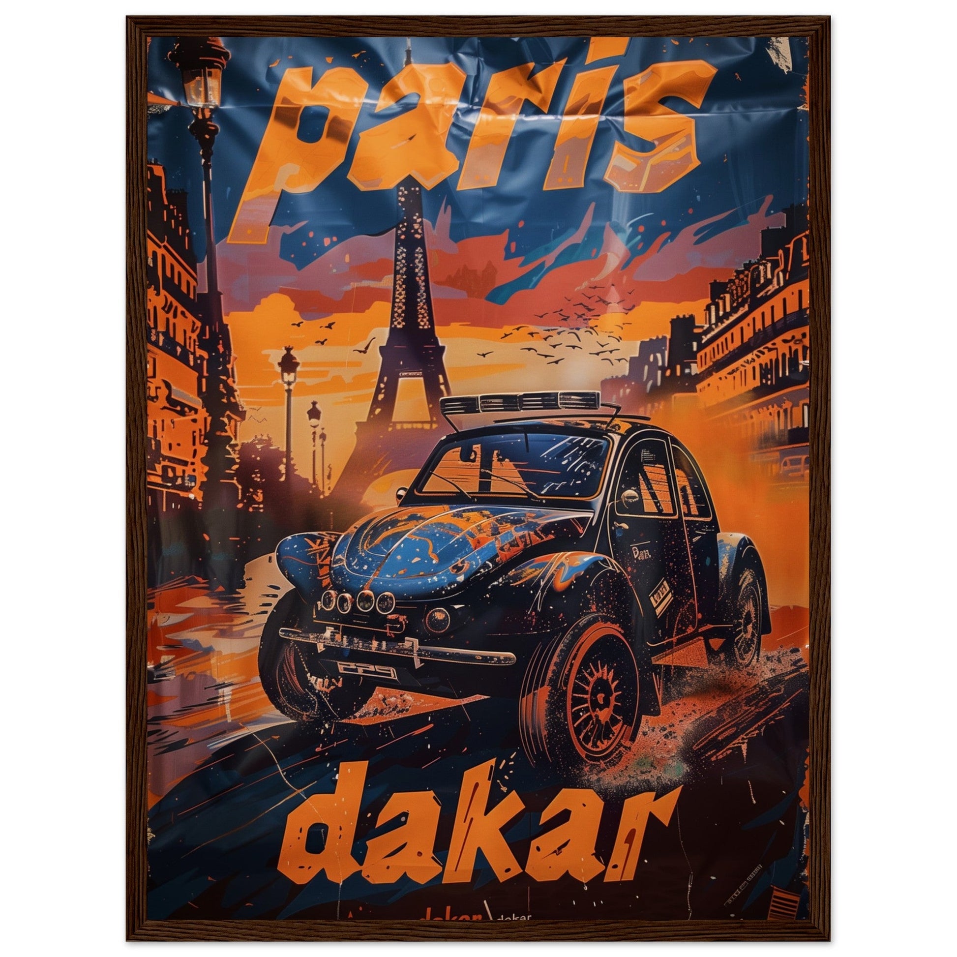 Affiche Paris Dakar ( 45x60-cm-Bois-foncé)