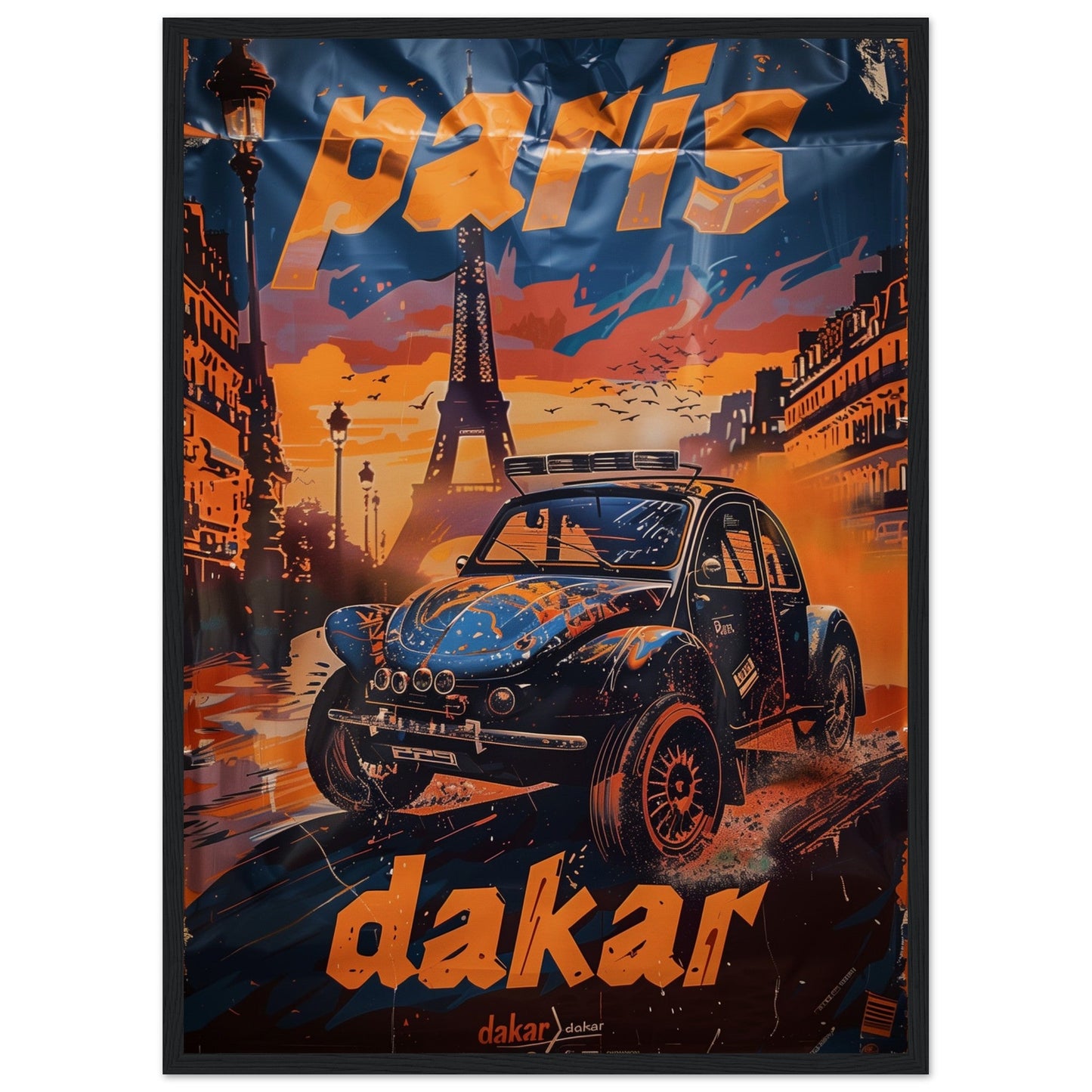 Affiche Paris Dakar ( 50x70-cm-Bois-noir)