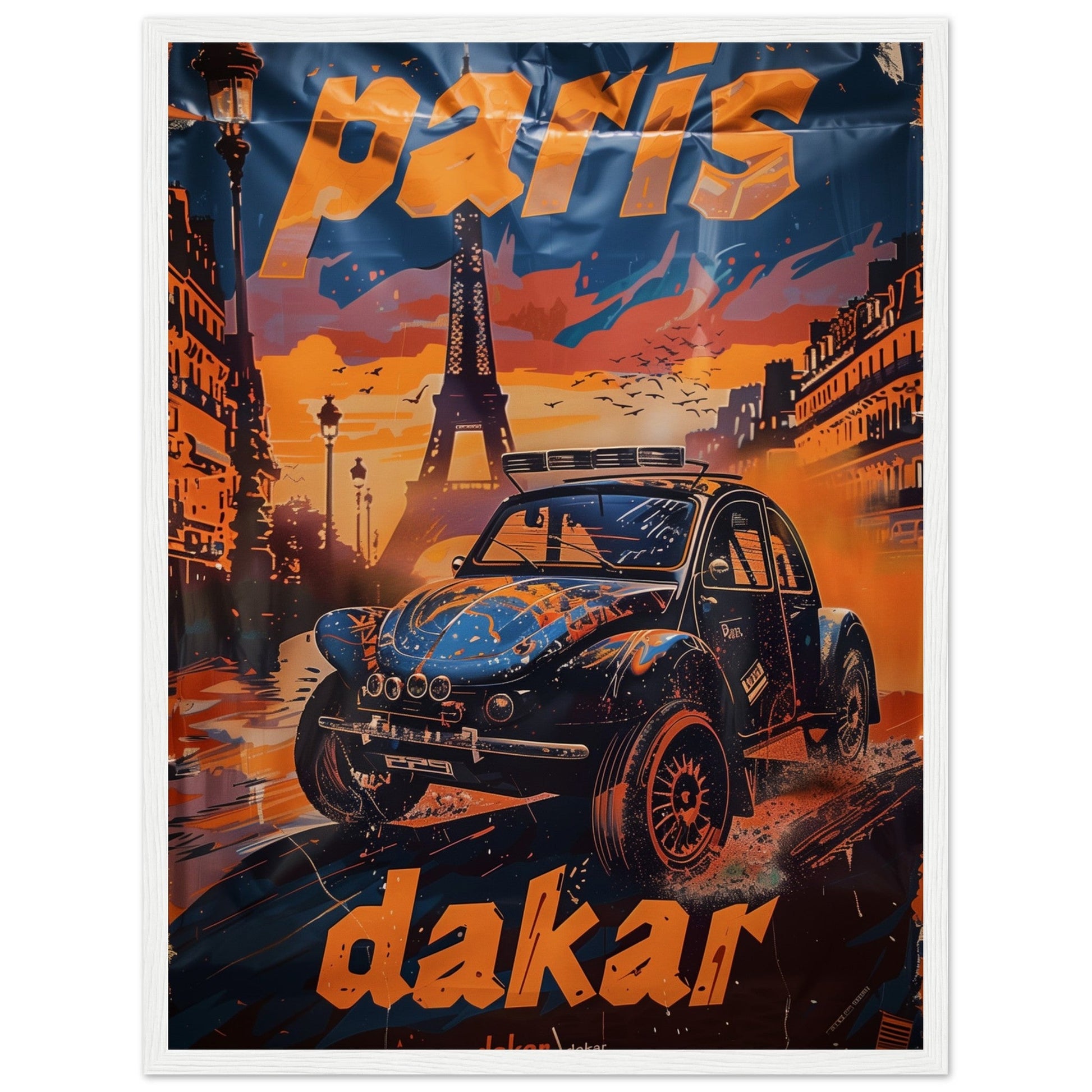 Affiche Paris Dakar ( 45x60-cm-Bois-blanc)