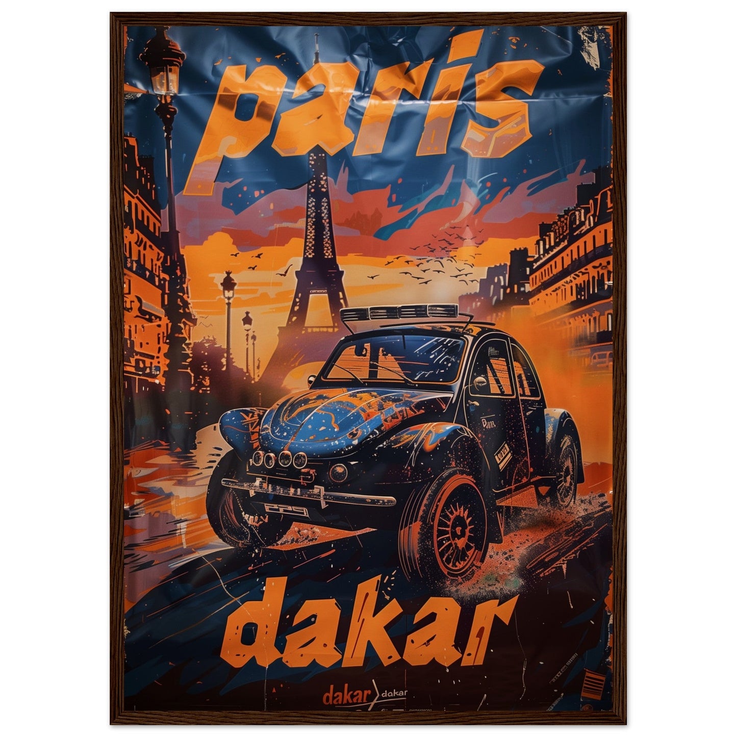 Affiche Paris Dakar ( 50x70-cm-Bois-foncé)