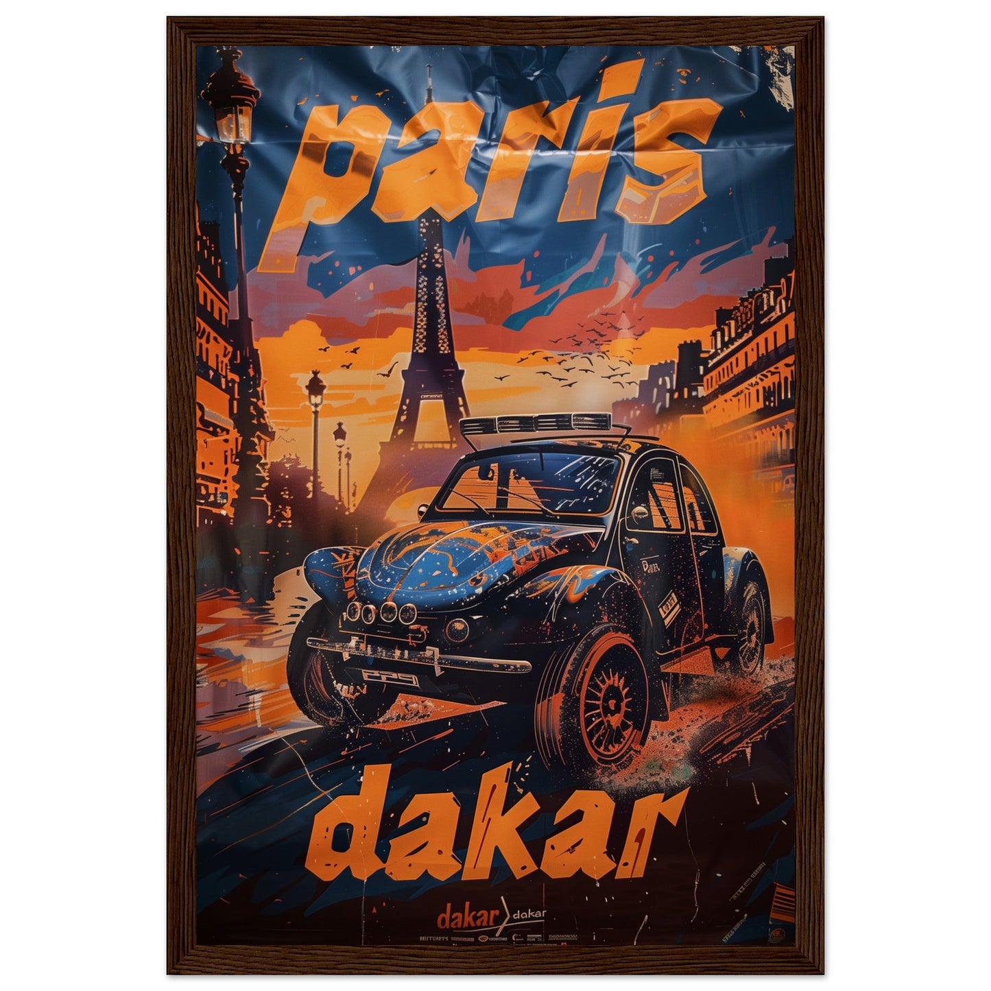 Affiche Paris Dakar ( 30x45-cm-Bois-foncé)