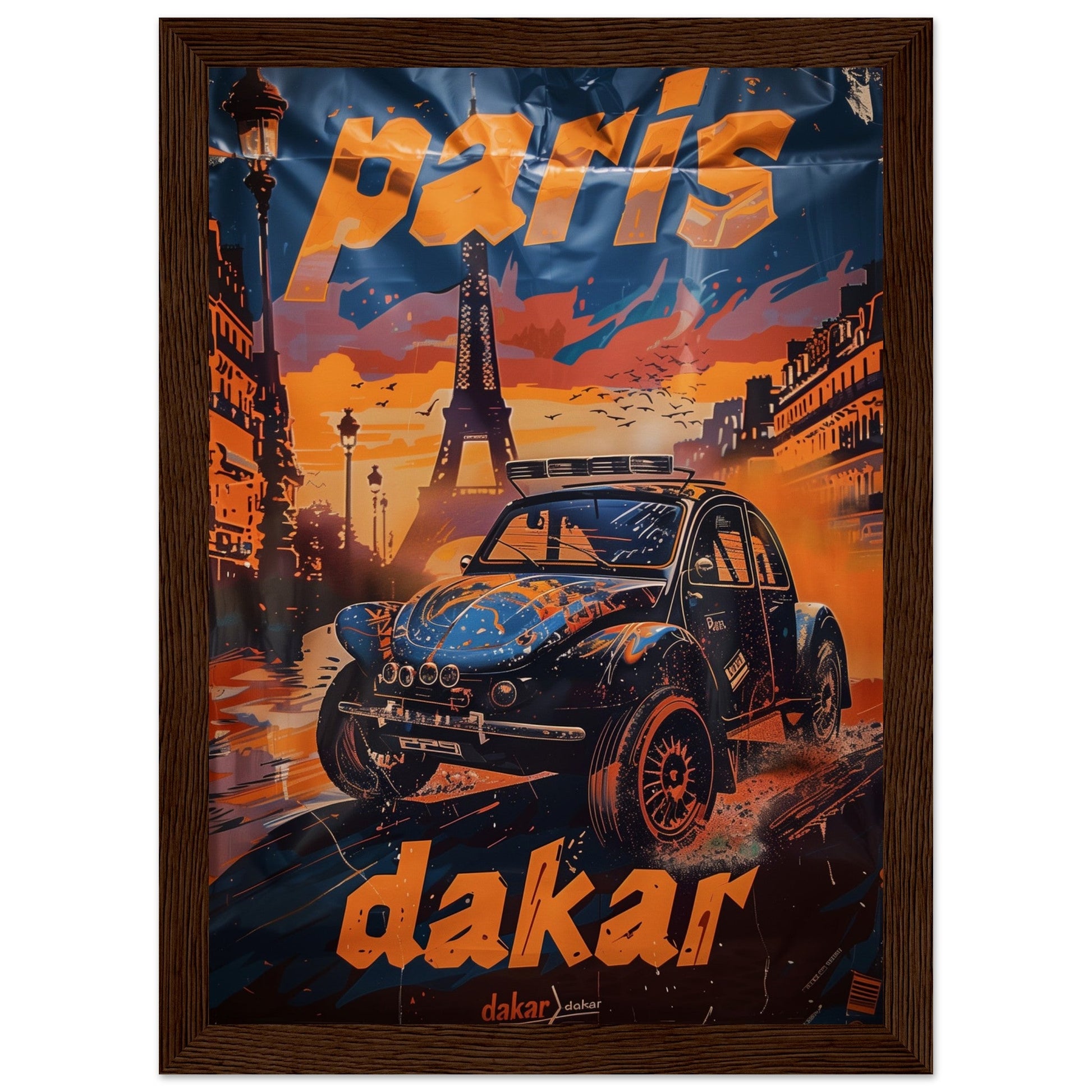 Affiche Paris Dakar ( 21x29.7-cm-Bois-foncé)