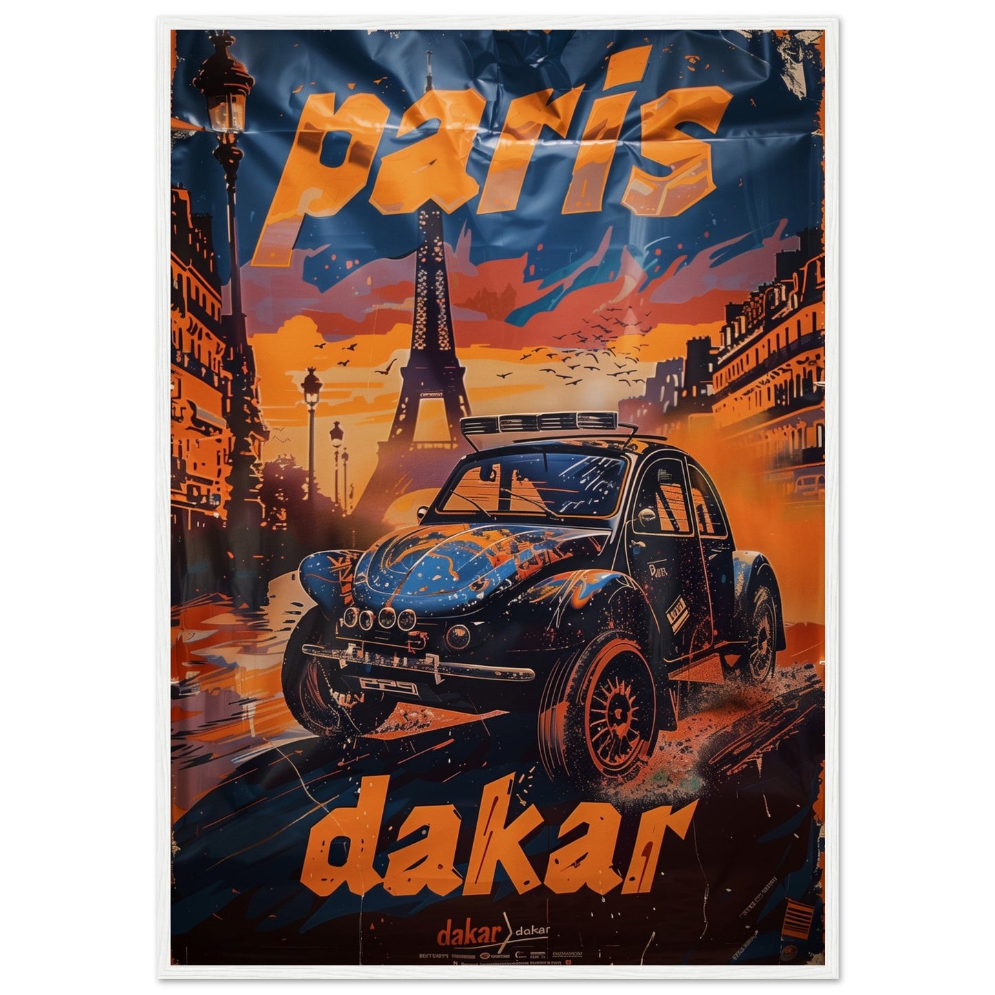 Affiche Paris Dakar ( 70x100-cm-Bois-blanc)