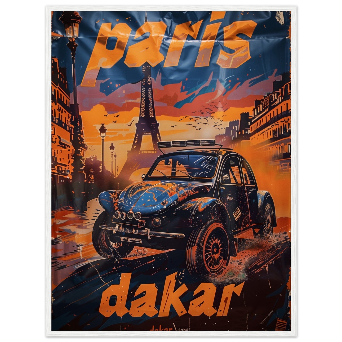 Affiche Paris Dakar ( 60x80-cm-Bois-blanc)