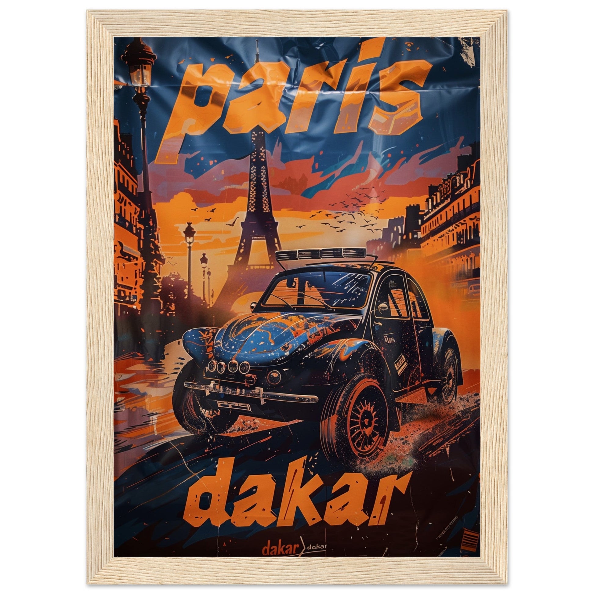 Affiche Paris Dakar ( 21x29.7-cm-Bois-clair)