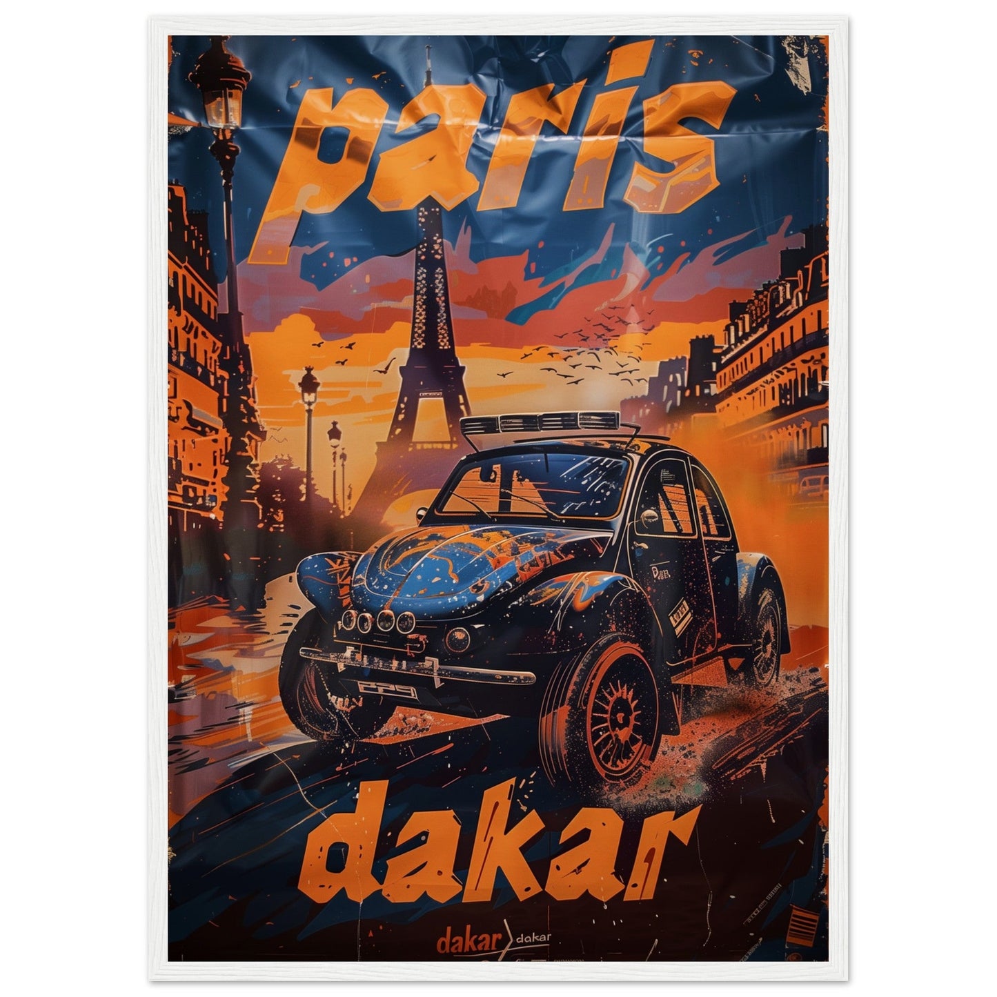 Affiche Paris Dakar ( 50x70-cm-Bois-blanc)