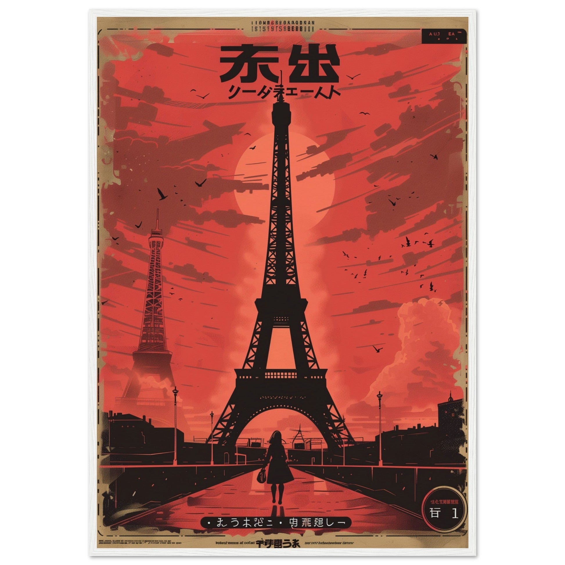 Affiche Paris Manga ( 70x100-cm-Bois-blanc)