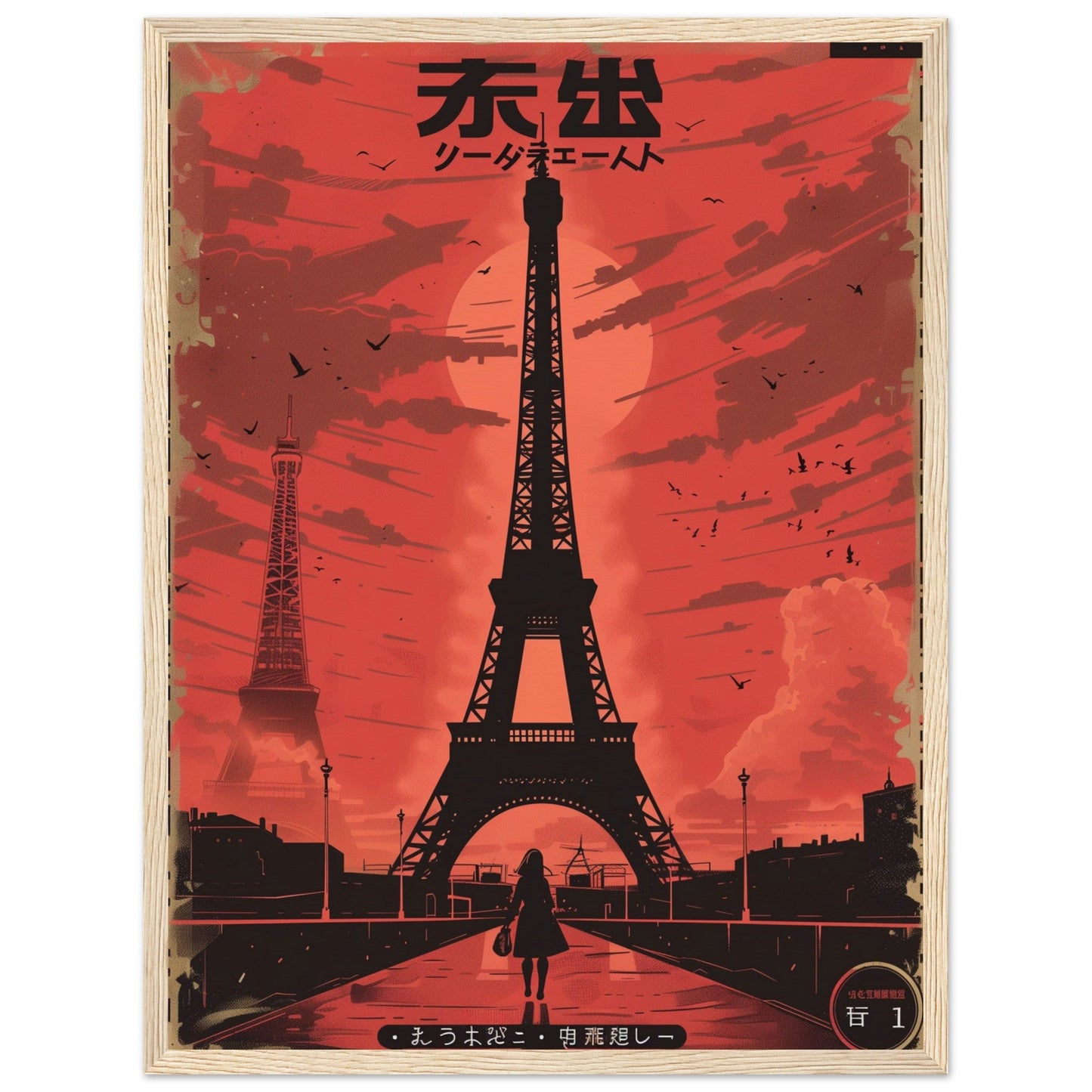 Affiche Paris Manga ( 45x60-cm-Bois-clair)