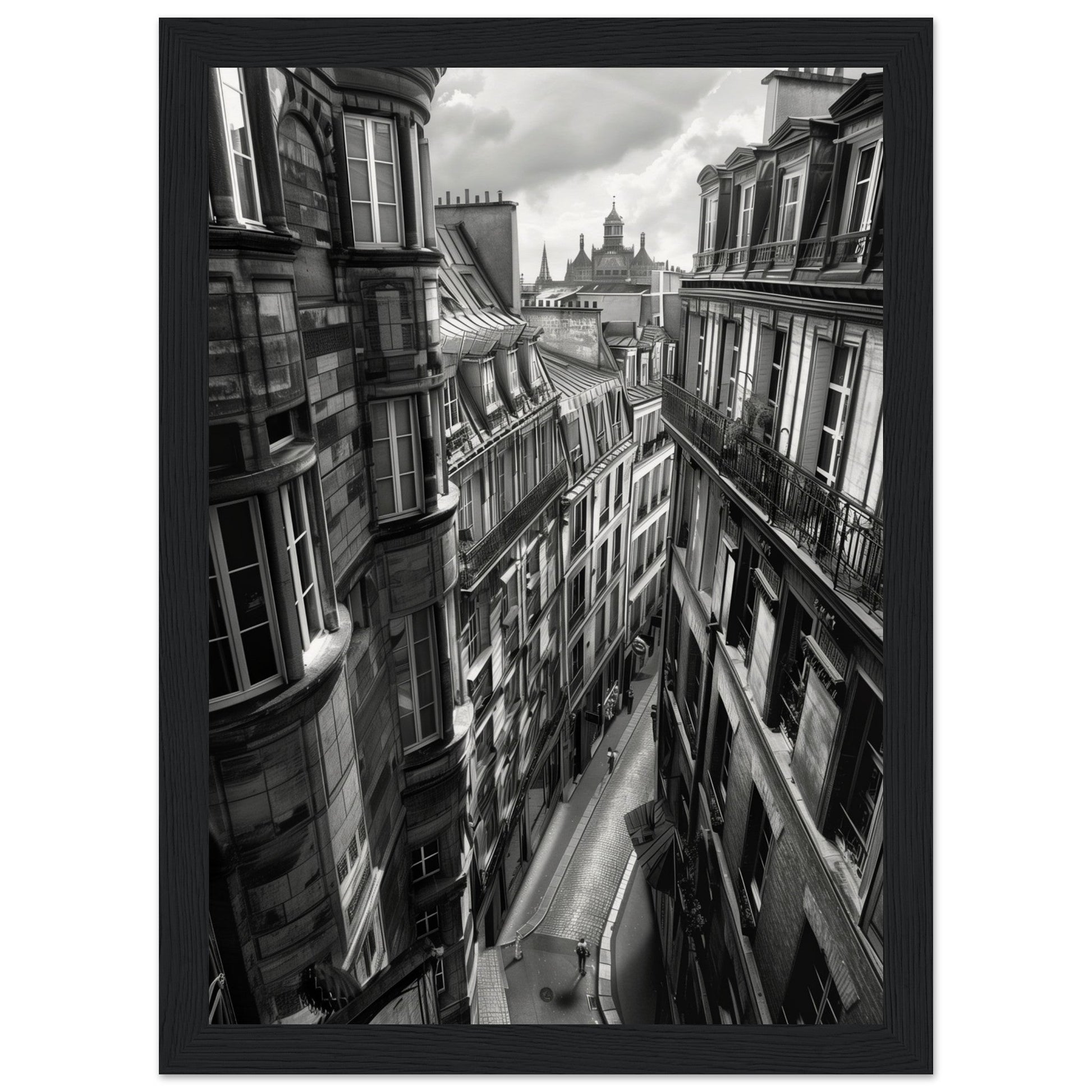 Affiche Paris Noir et Blanc ( 21x29.7-cm-Bois-noir)