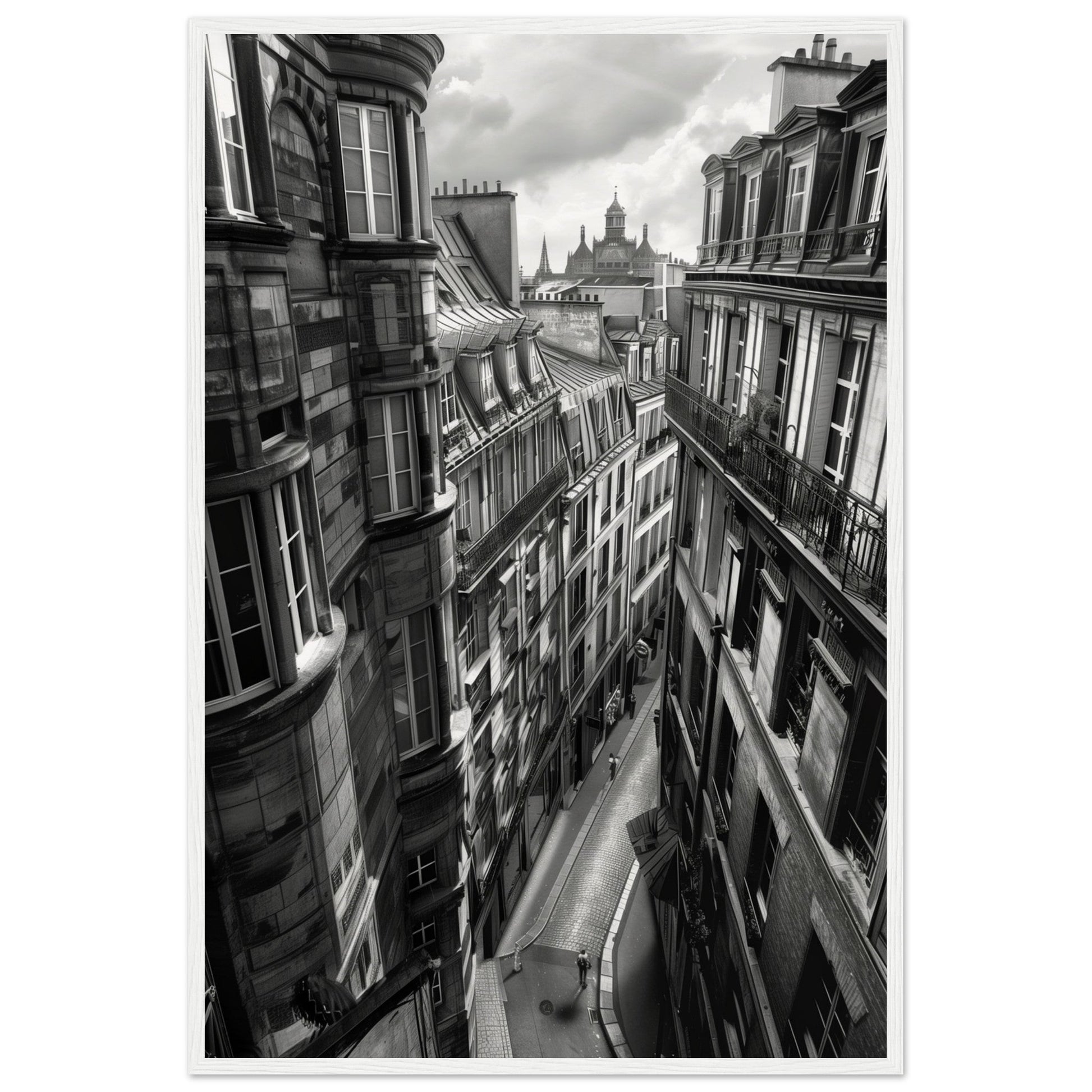 Affiche Paris Noir et Blanc ( 60x90-cm-Bois-blanc)