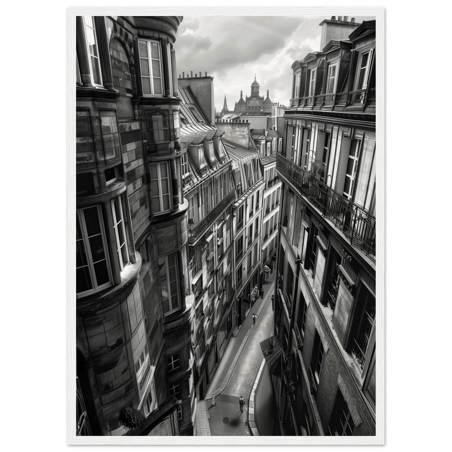 Affiche Paris Noir et Blanc ( 50x70-cm-Bois-blanc)