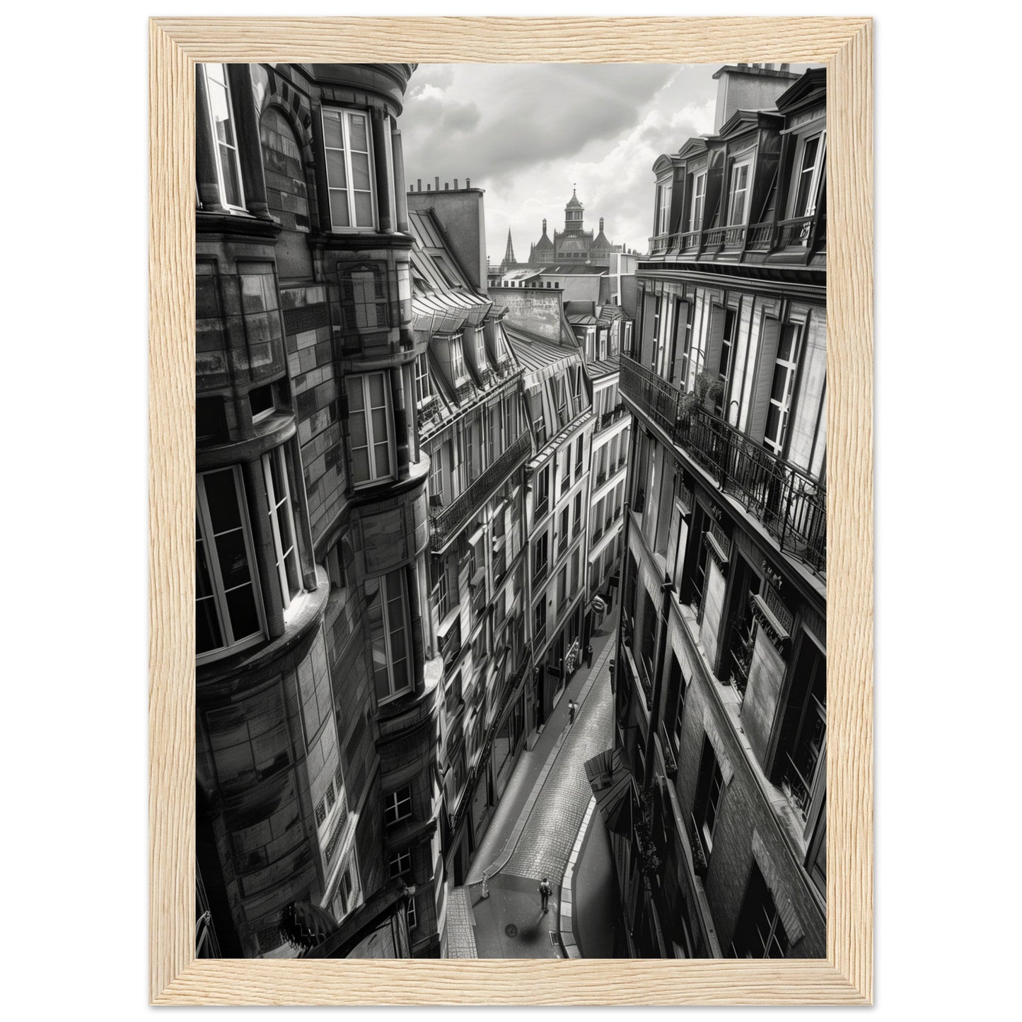 Affiche Paris Noir et Blanc ( 21x29.7-cm-Bois-clair)