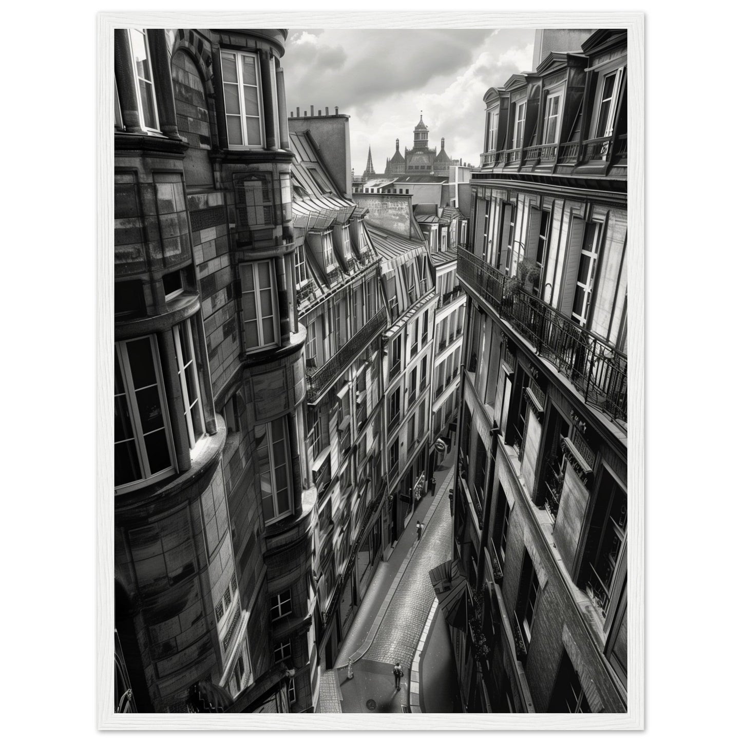 Affiche Paris Noir et Blanc ( 45x60-cm-Bois-blanc)