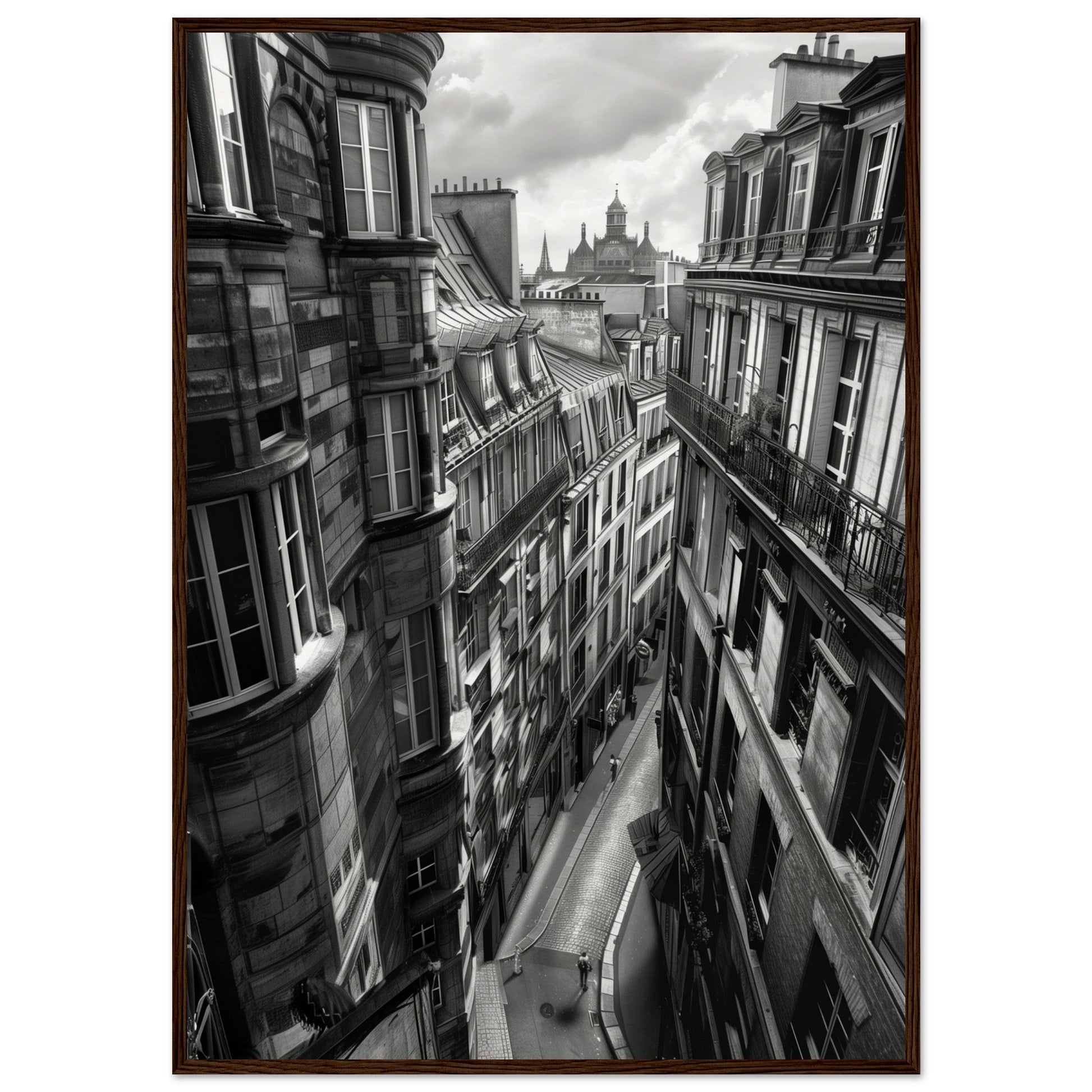 Affiche Paris Noir et Blanc ( 70x100-cm-Bois-foncé)