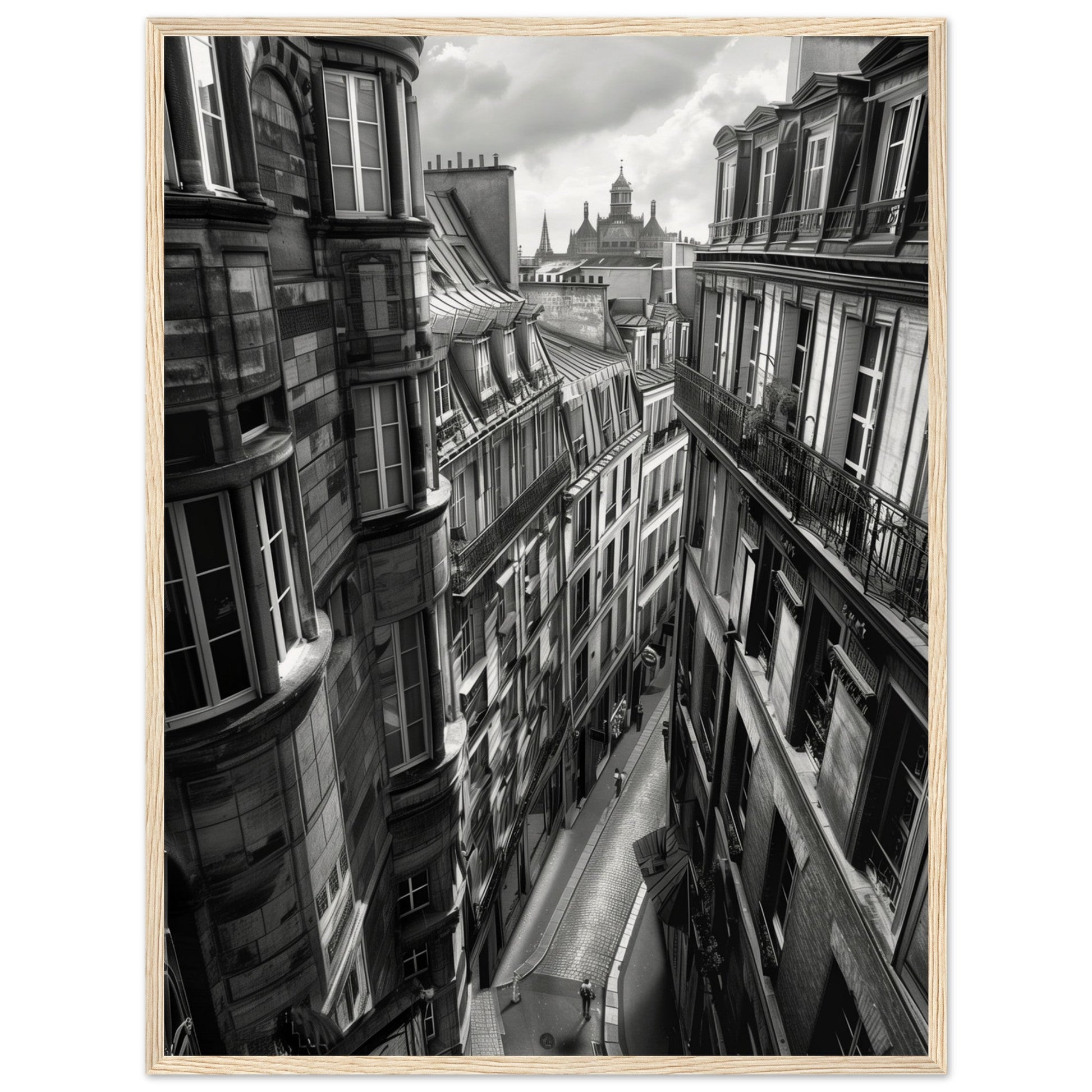 Affiche Paris Noir et Blanc ( 60x80-cm-Bois-clair)