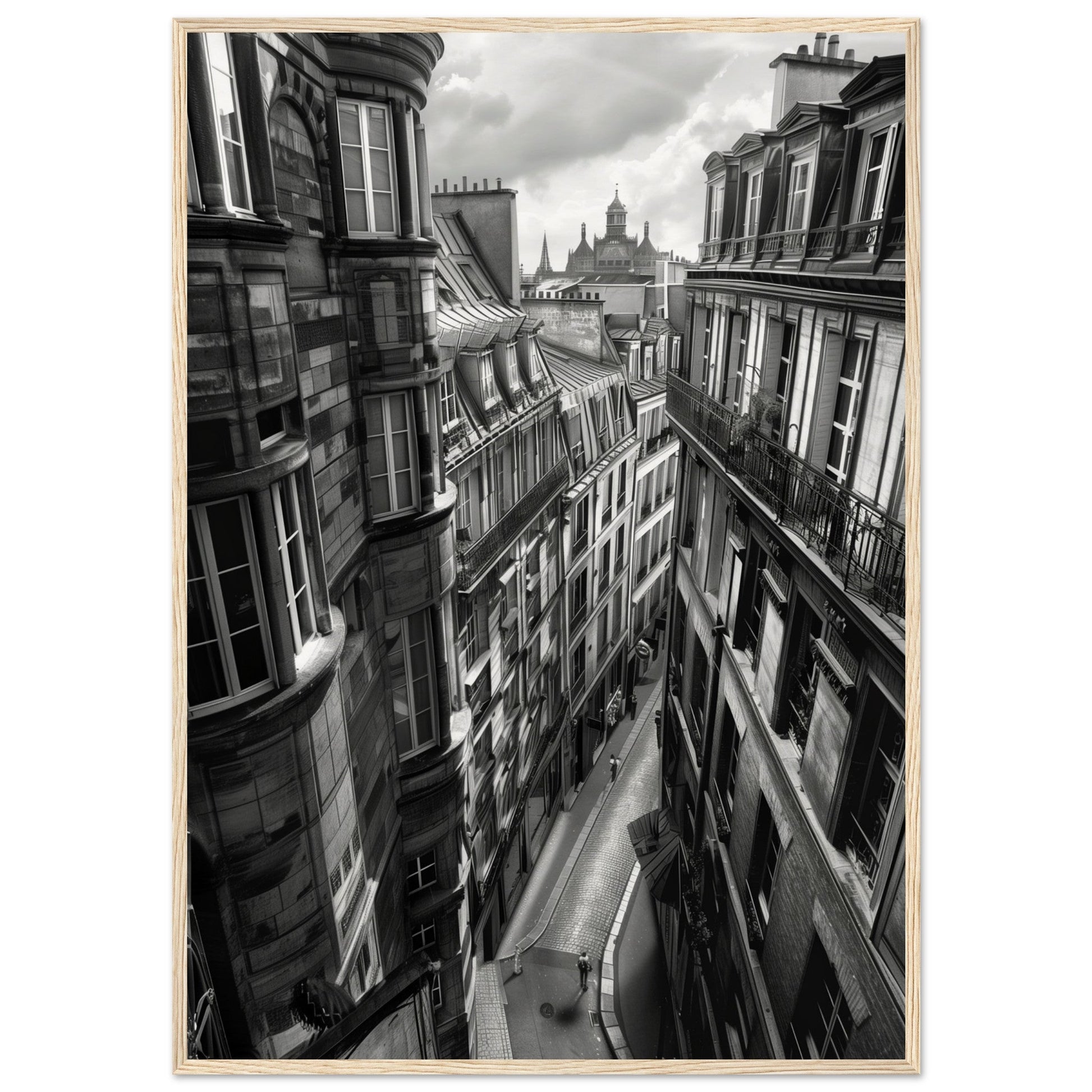 Affiche Paris Noir et Blanc ( 70x100-cm-Bois-clair)