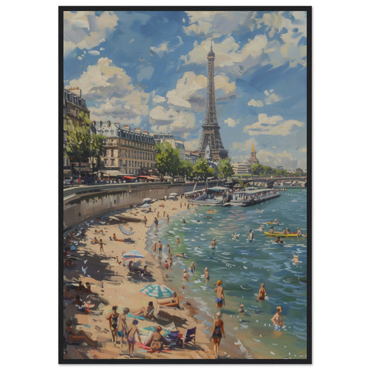 Affiche Paris Plage ( 70x100-cm-Bois-noir)