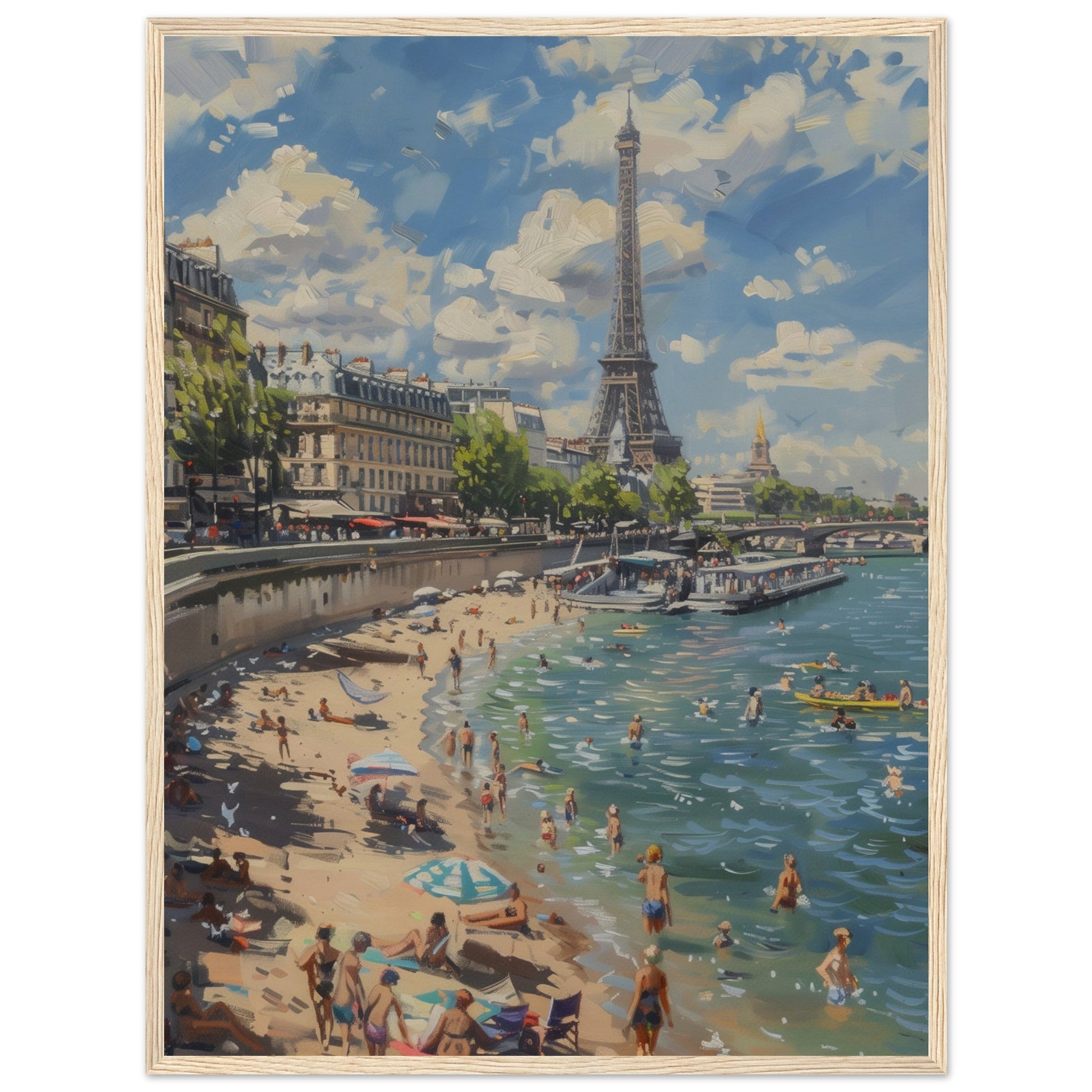 Affiche Paris Plage ( 60x80-cm-Bois-clair)