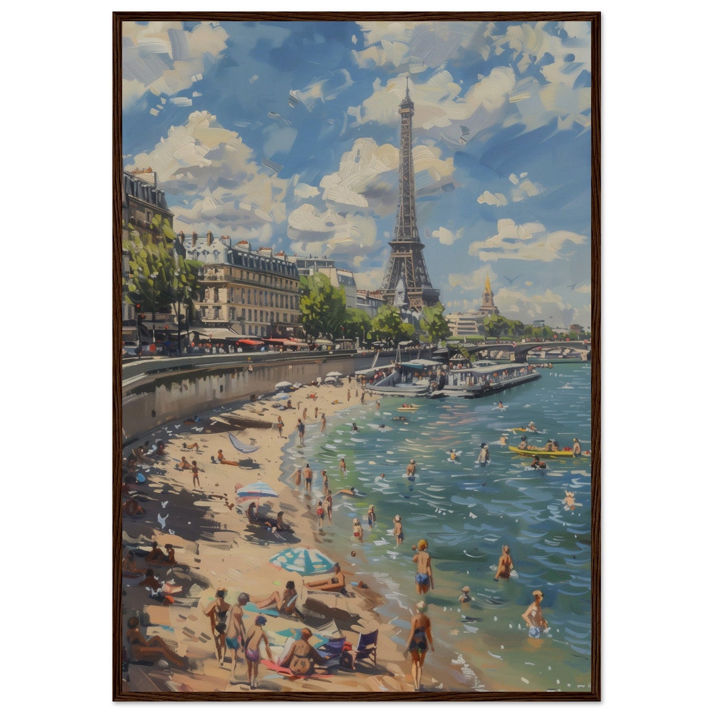 Affiche Paris Plage ( 70x100-cm-Bois-foncé)