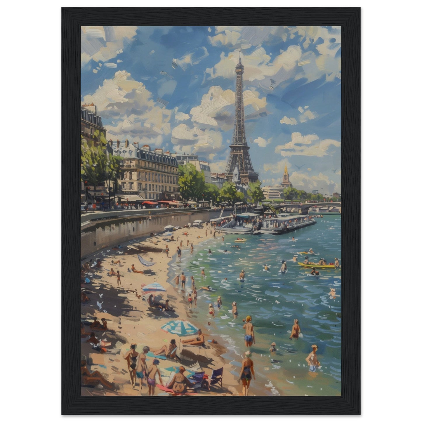 Affiche Paris Plage ( 21x29.7-cm-Bois-noir)