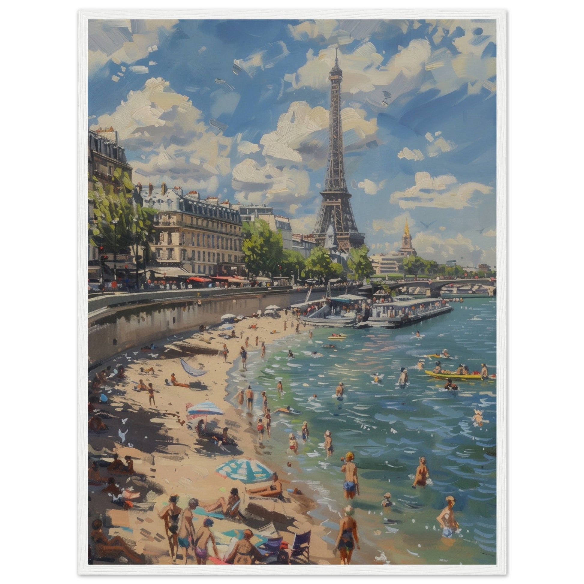 Affiche Paris Plage ( 60x80-cm-Bois-blanc)