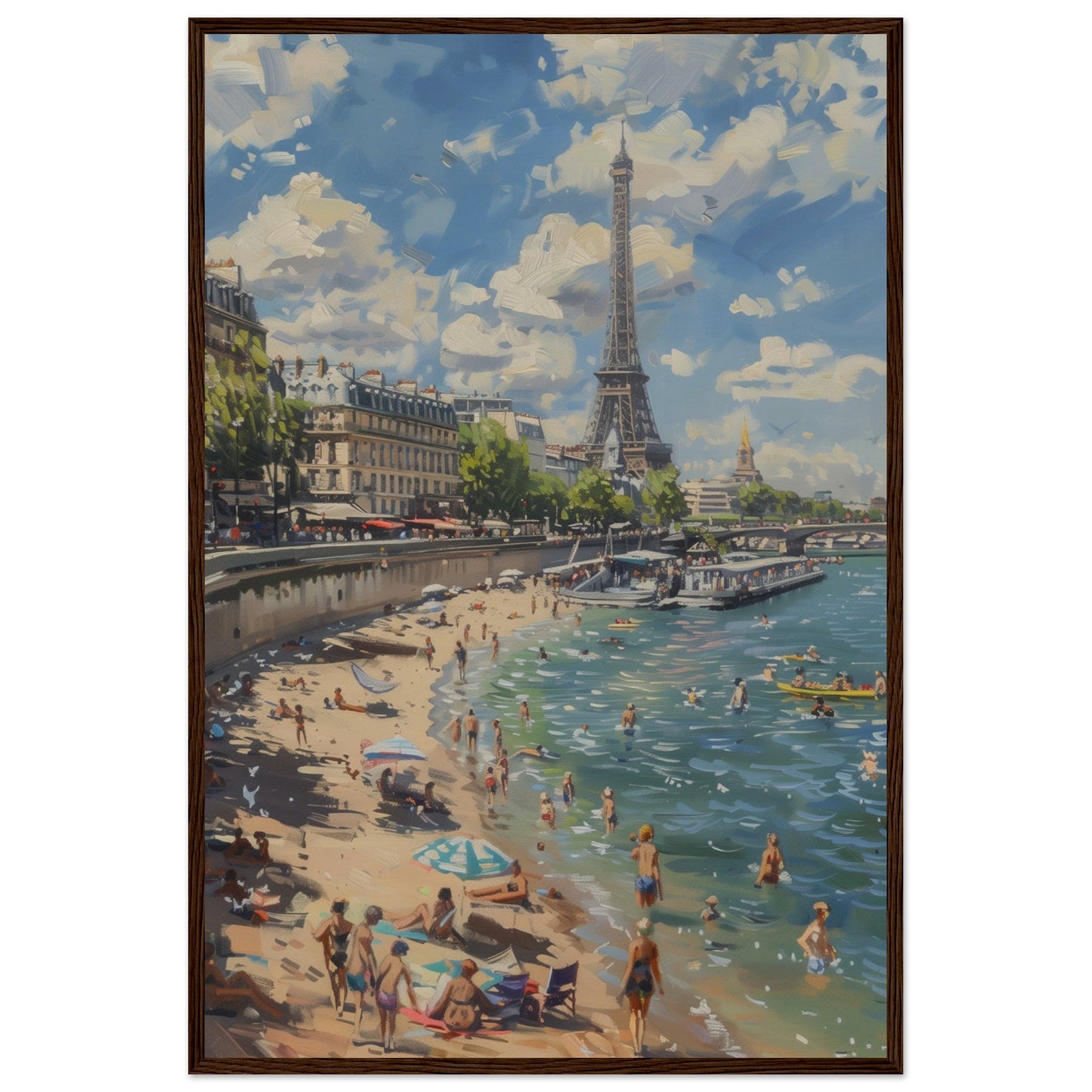 Affiche Paris Plage ( 60x90-cm-Bois-foncé)