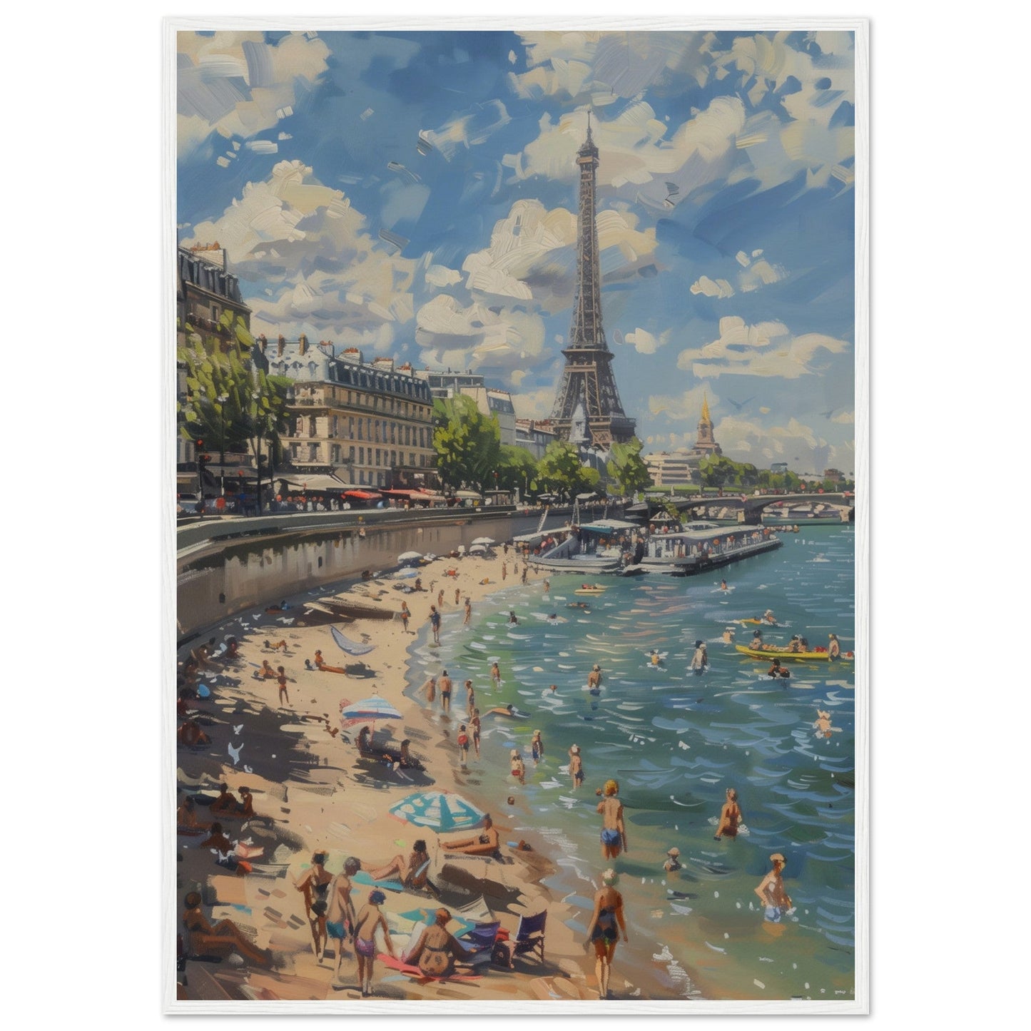 Affiche Paris Plage ( 70x100-cm-Bois-blanc)