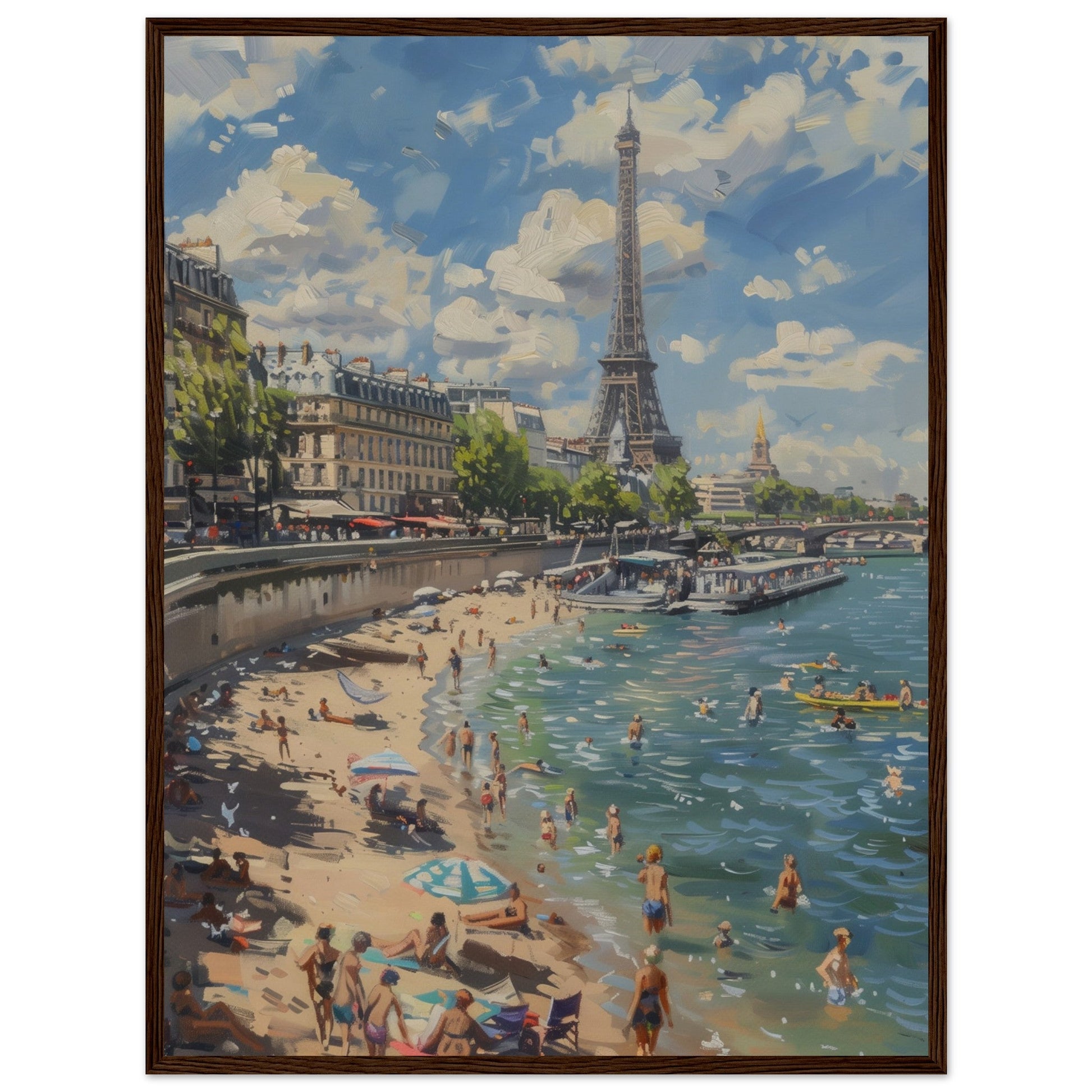 Affiche Paris Plage ( 60x80-cm-Bois-foncé)