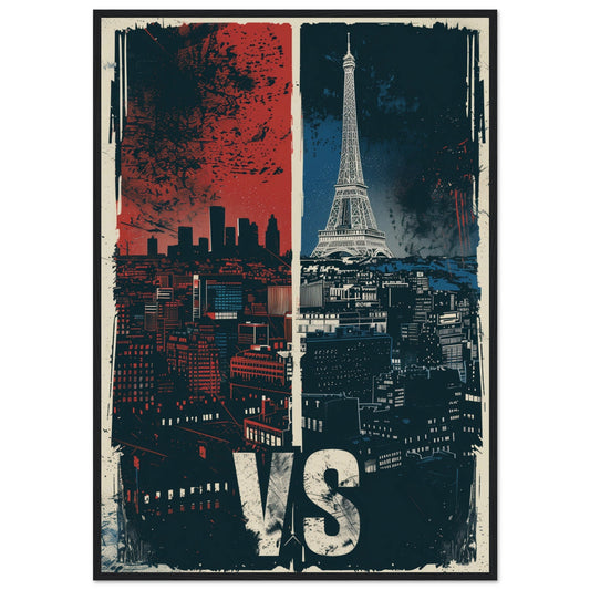 Affiche Paris vs New York ( 70x100-cm-Bois-noir)