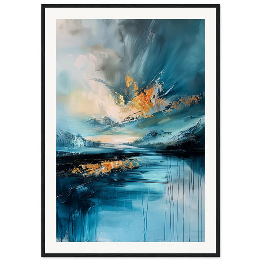 Affiche Paysage Abstrait ( 70x100-cm-Bois-noir)