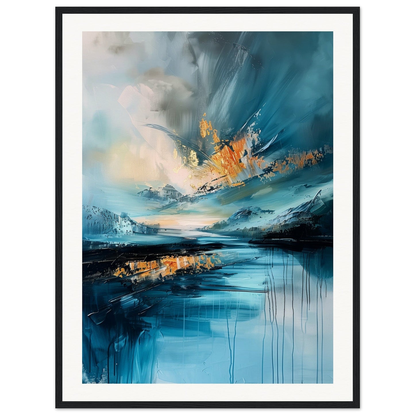 Affiche Paysage Abstrait ( 60x80-cm-Bois-noir)