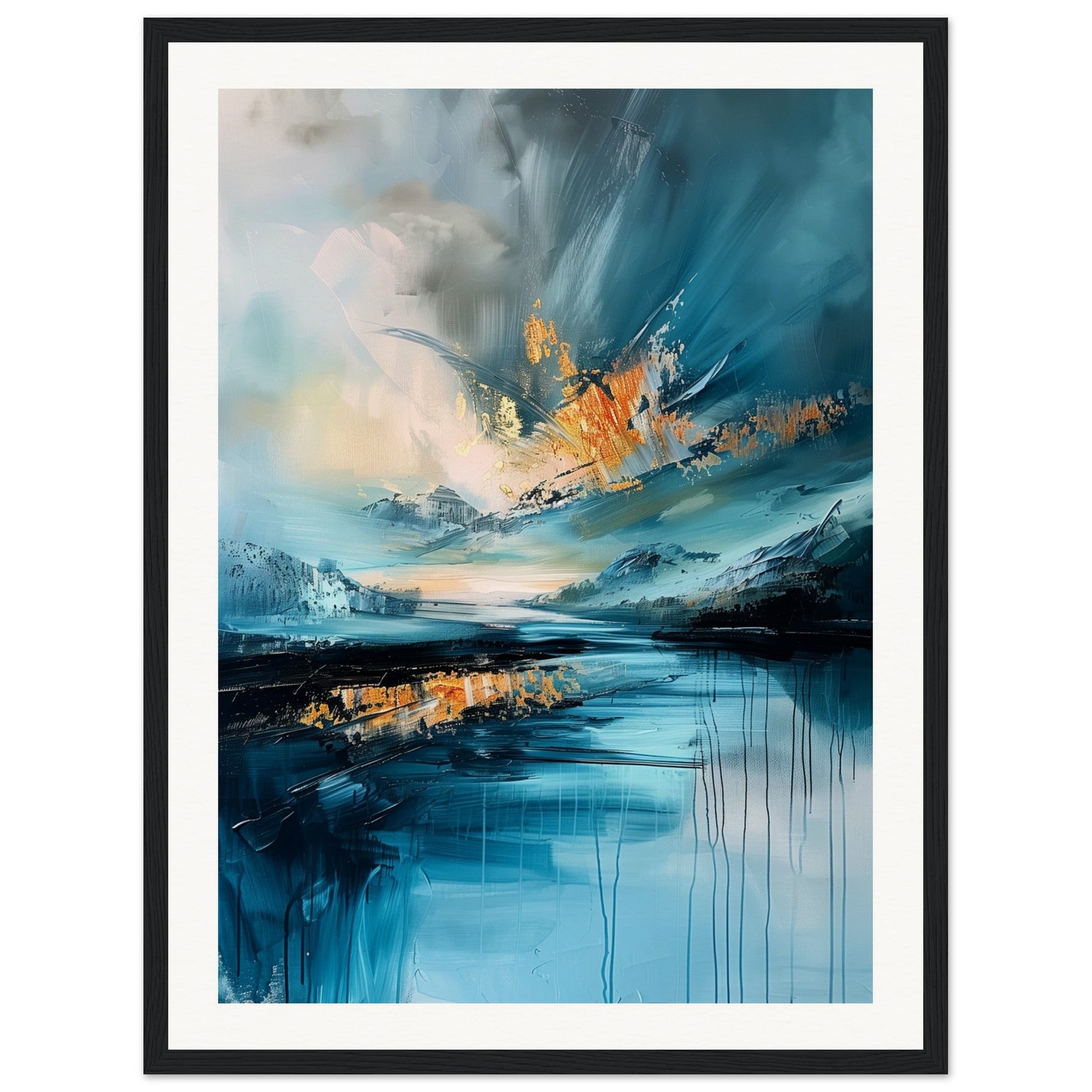 Affiche Paysage Abstrait ( 45x60-cm-Bois-noir)