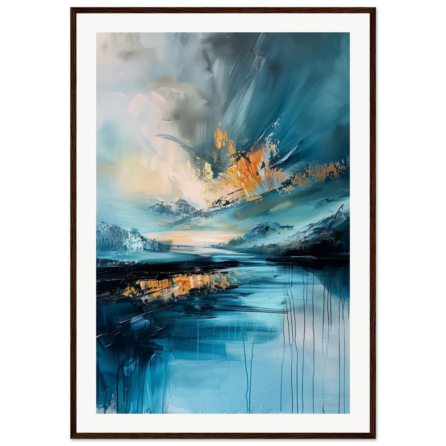 Affiche Paysage Abstrait ( 70x100-cm-Bois-foncé)