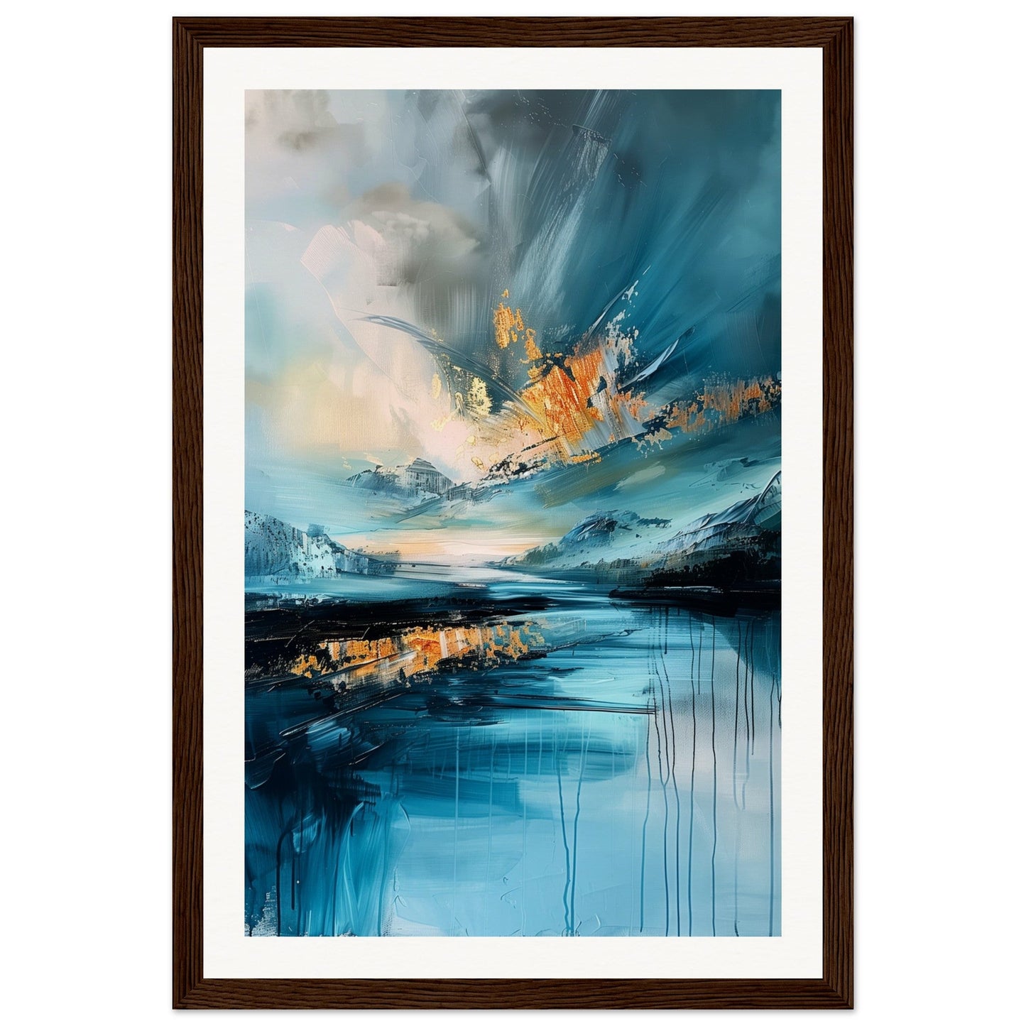 Affiche Paysage Abstrait ( 30x45-cm-Bois-foncé)