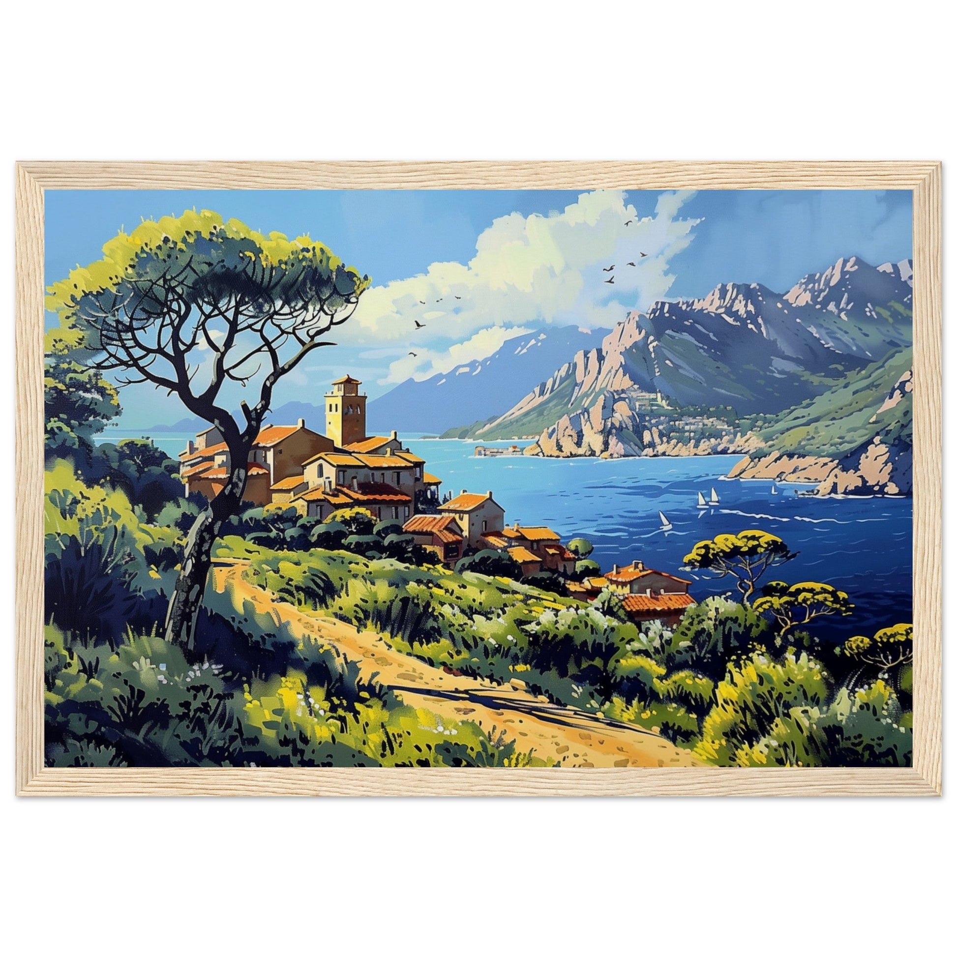 Affiche Paysage Corse ( 30x45-cm-Bois-clair)