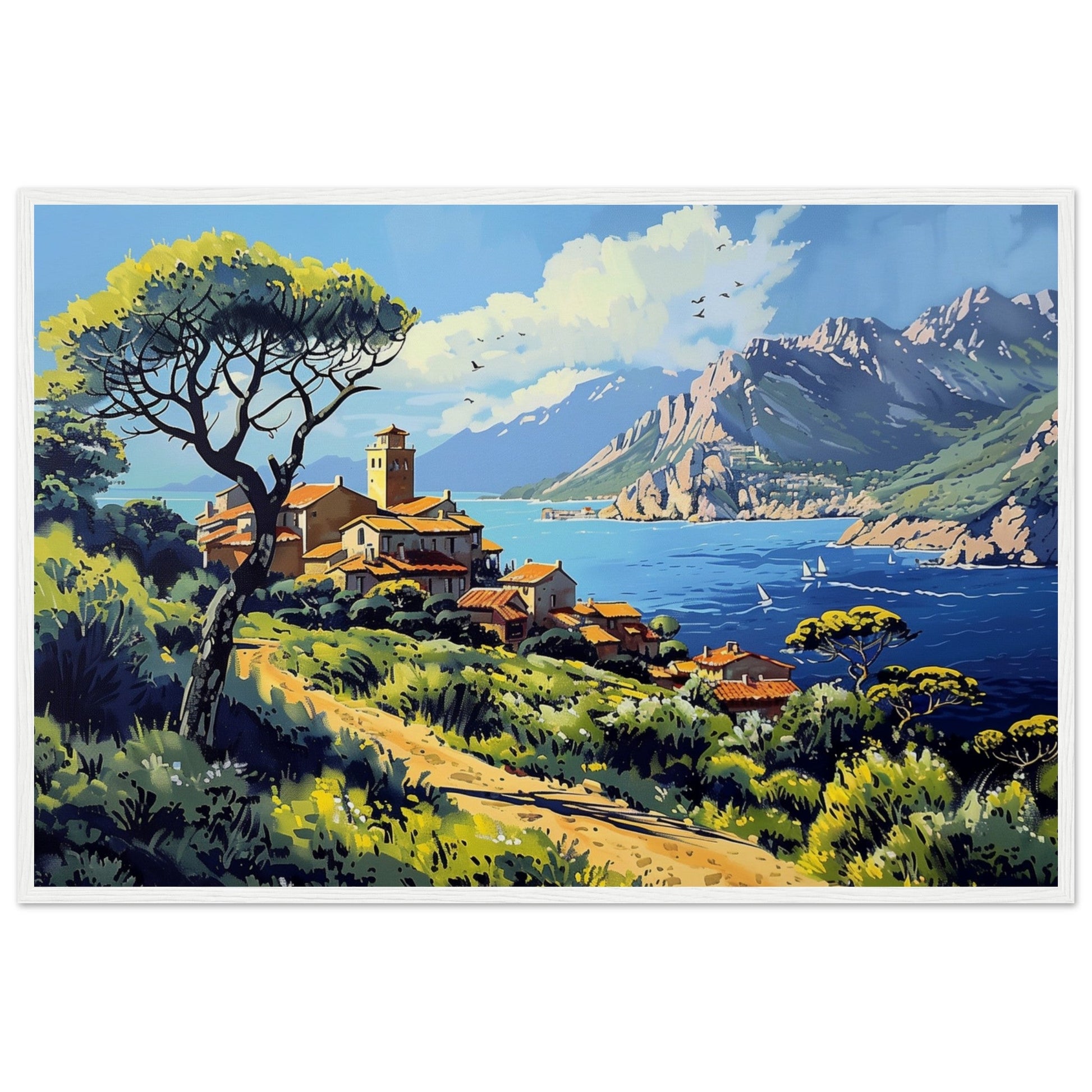 Affiche Paysage Corse ( 60x90-cm-Bois-blanc)