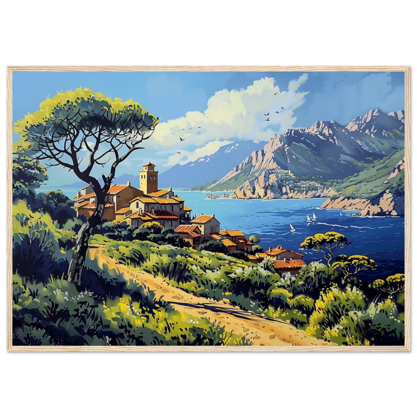 Affiche Paysage Corse ( 70x100-cm-Bois-clair)