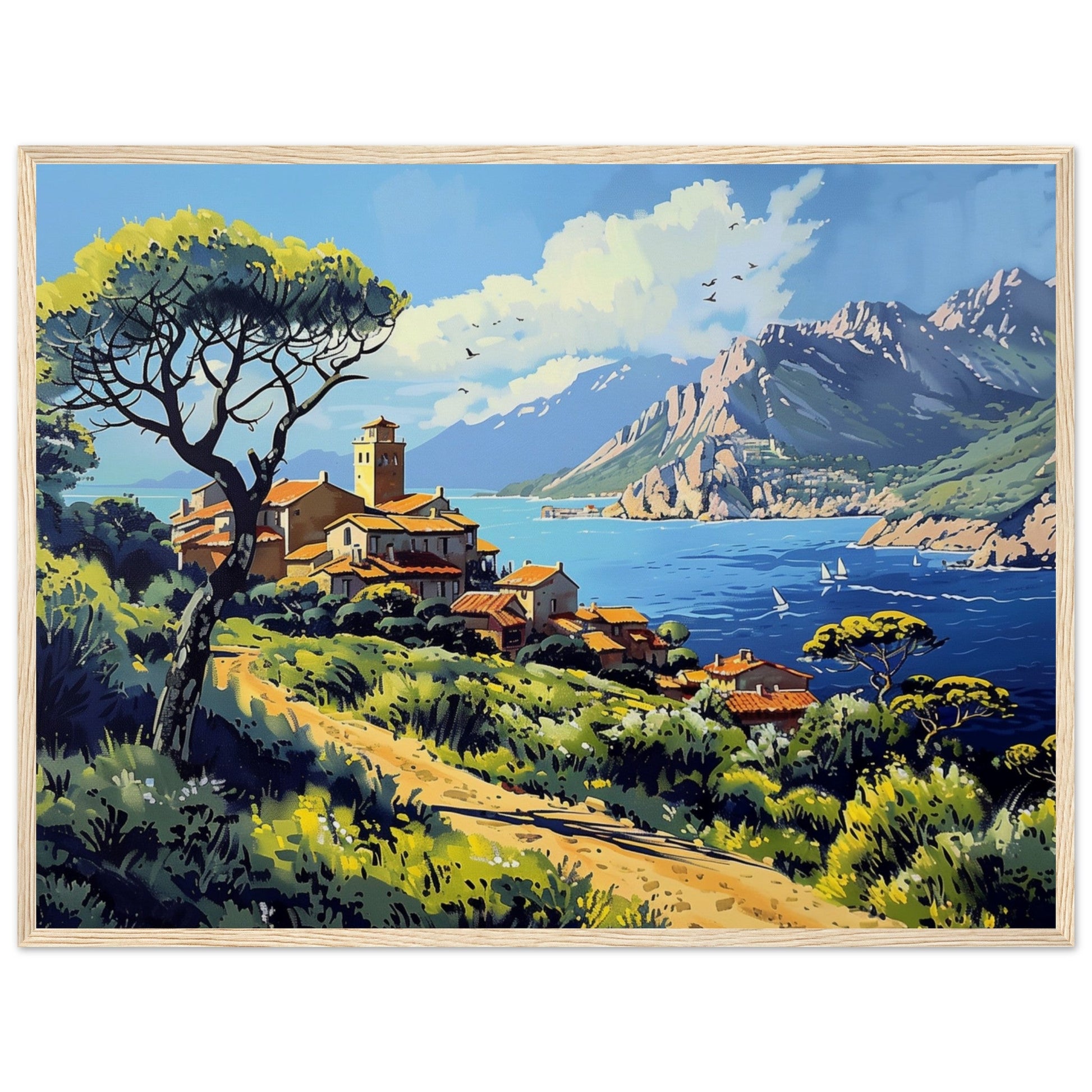 Affiche Paysage Corse ( 60x80-cm-Bois-clair)