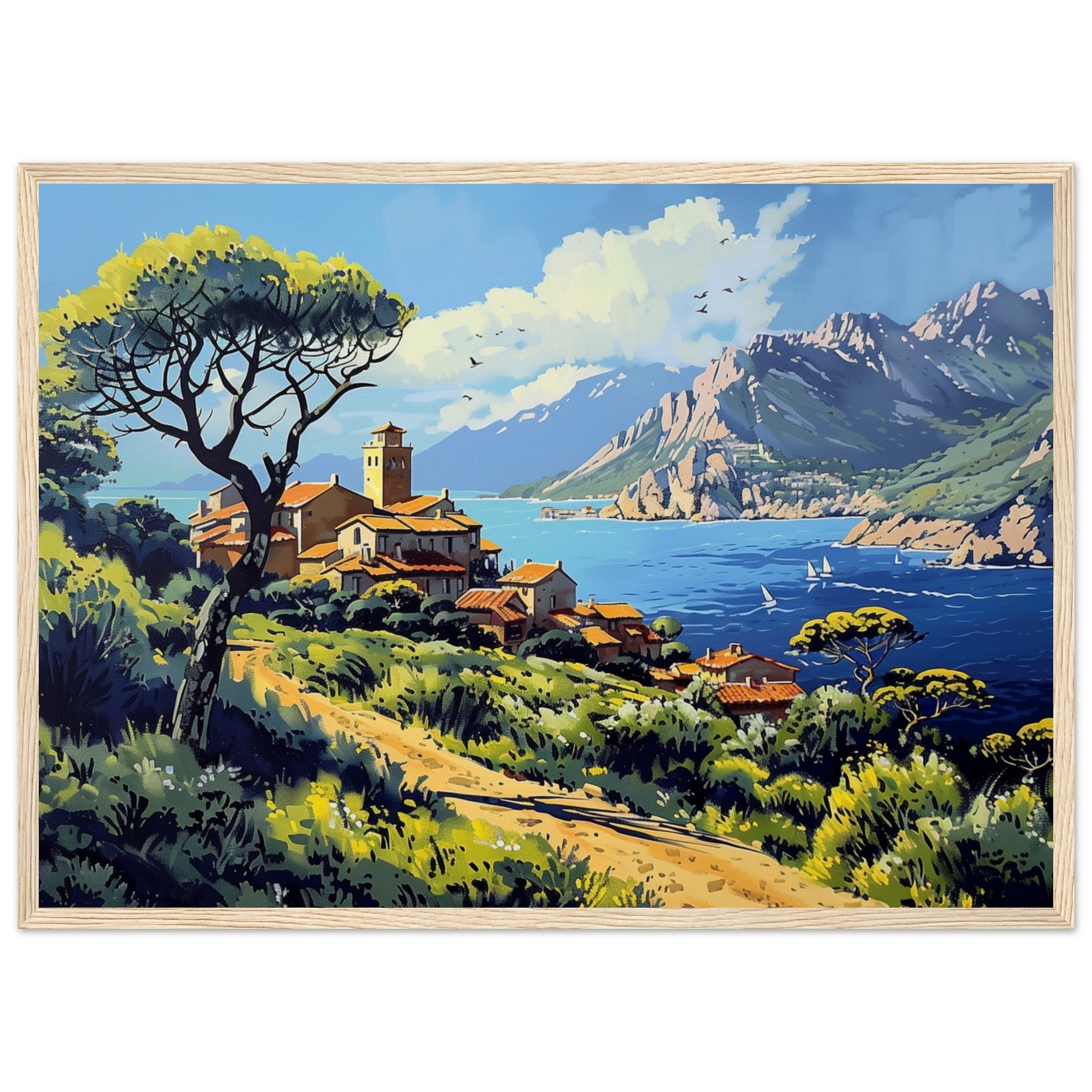 Affiche Paysage Corse ( 50x70-cm-Bois-clair)