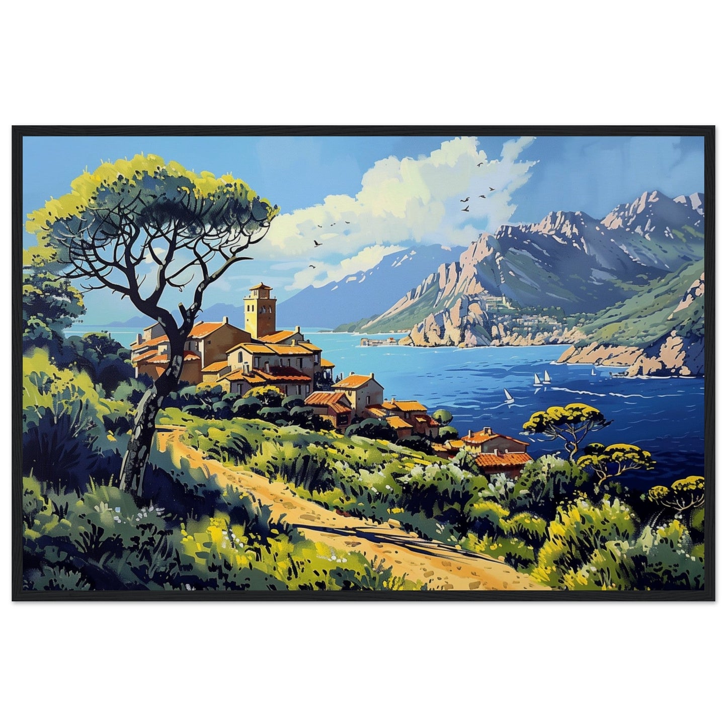 Affiche Paysage Corse ( 60x90-cm-Bois-noir)