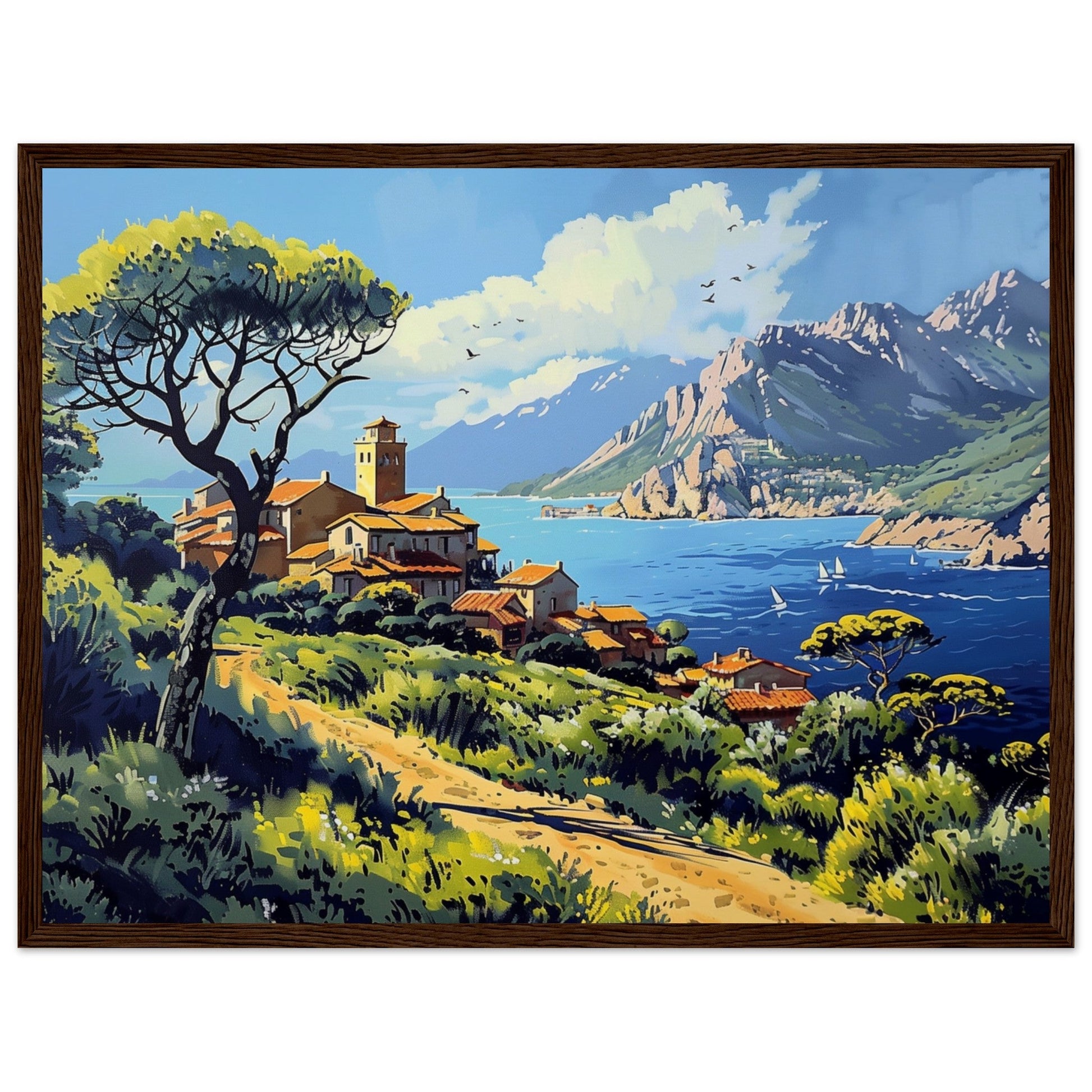 Affiche Paysage Corse ( 45x60-cm-Bois-foncé)