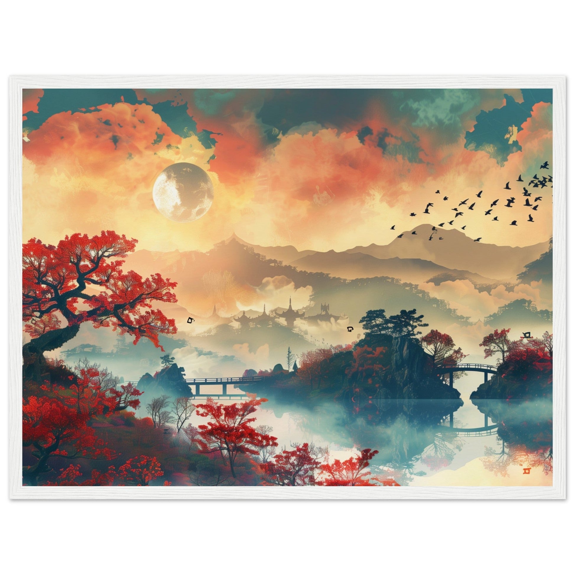 Affiche Paysage Japonais ( 45x60-cm-Bois-blanc)