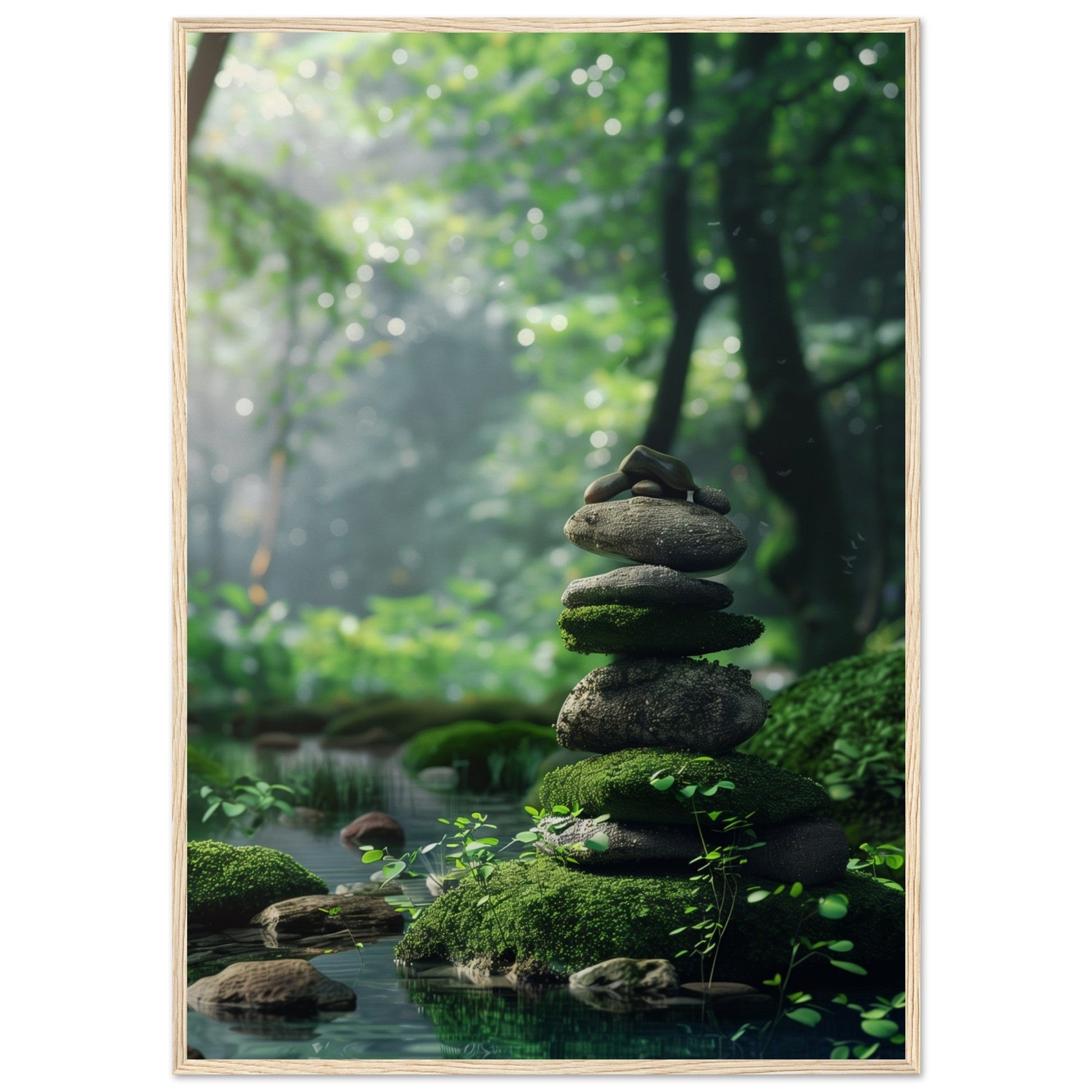 Affiche Paysage Zen ( 70x100-cm-Bois-clair)