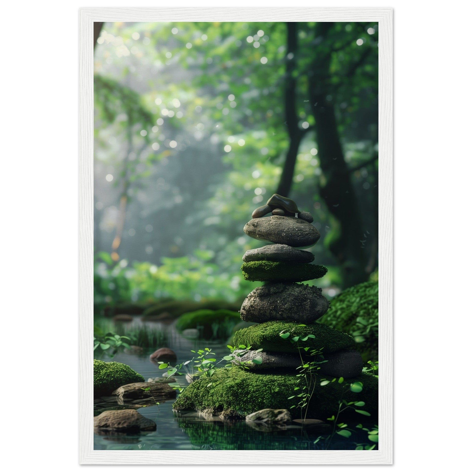 Affiche Paysage Zen ( 30x45-cm-Bois-blanc)