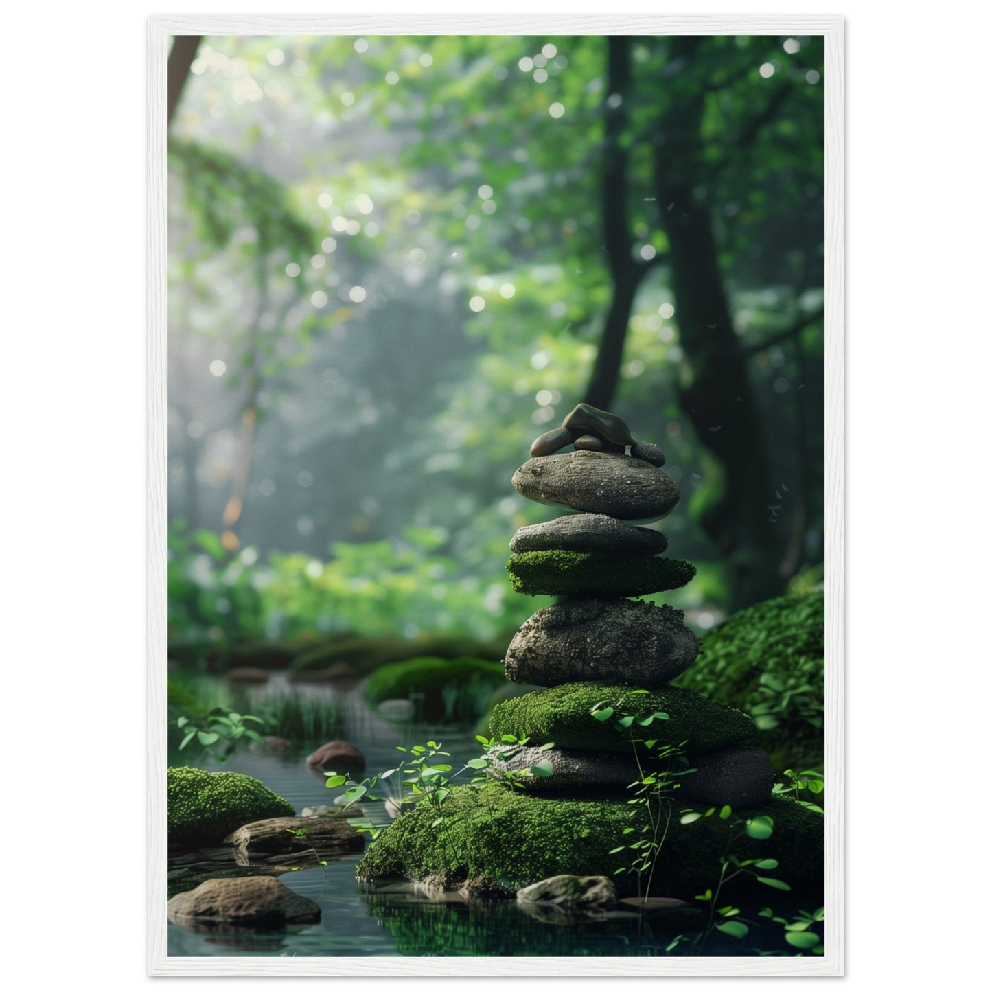 Affiche Paysage Zen ( 50x70-cm-Bois-blanc)